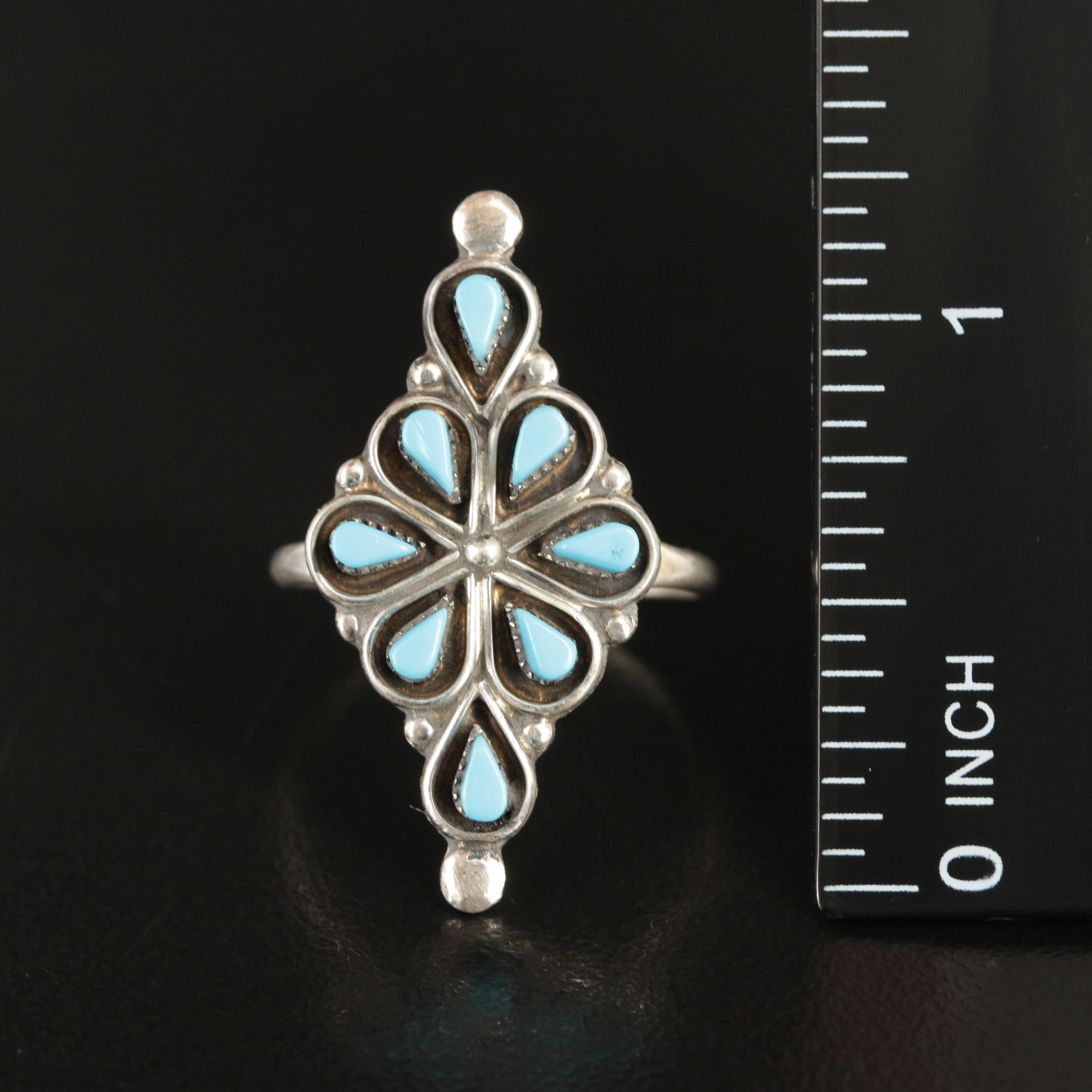 Western Style Sterling Turquoise Ring