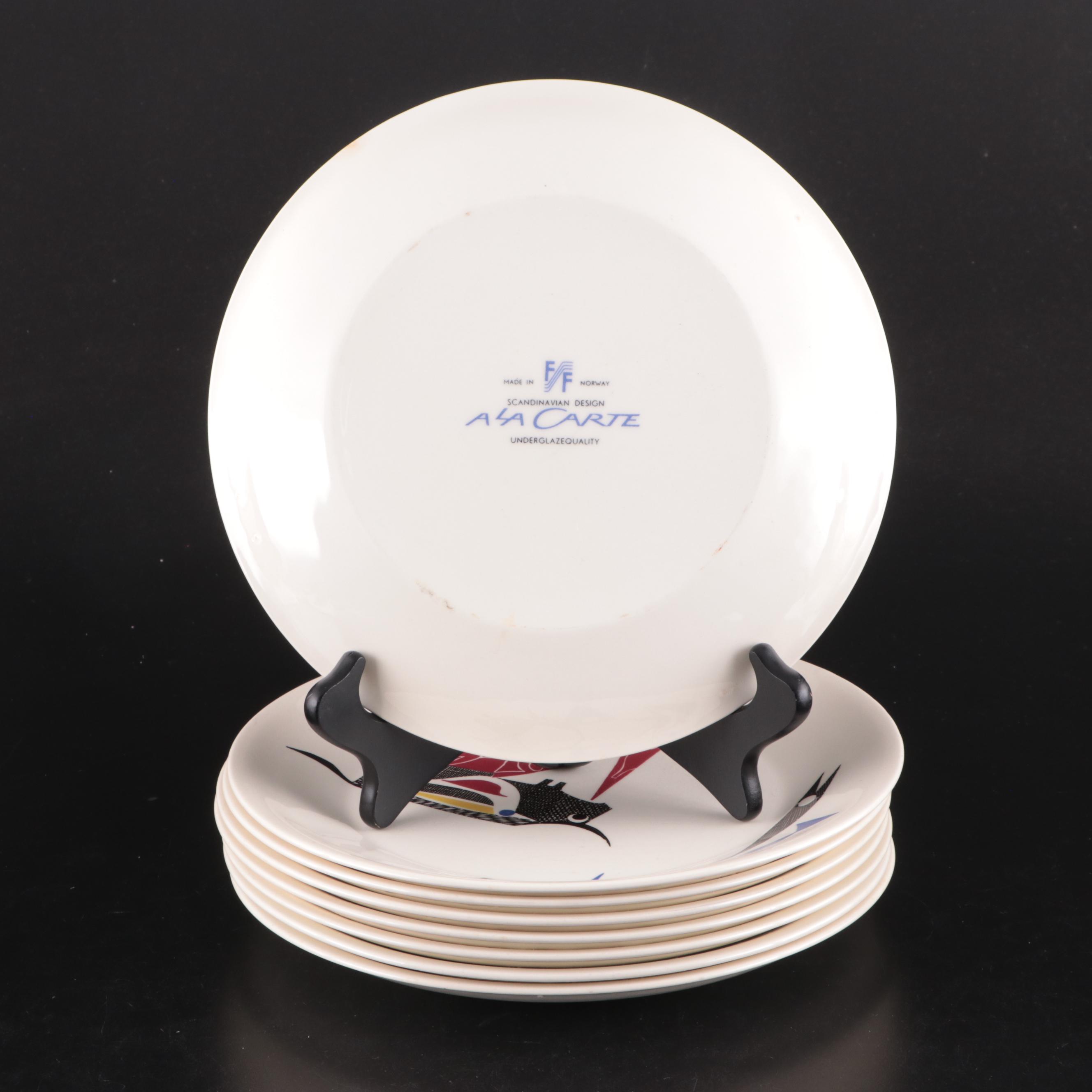 Hall "Chinese Red" Sundial Casserole Dish with Scandinavian Dinnerware