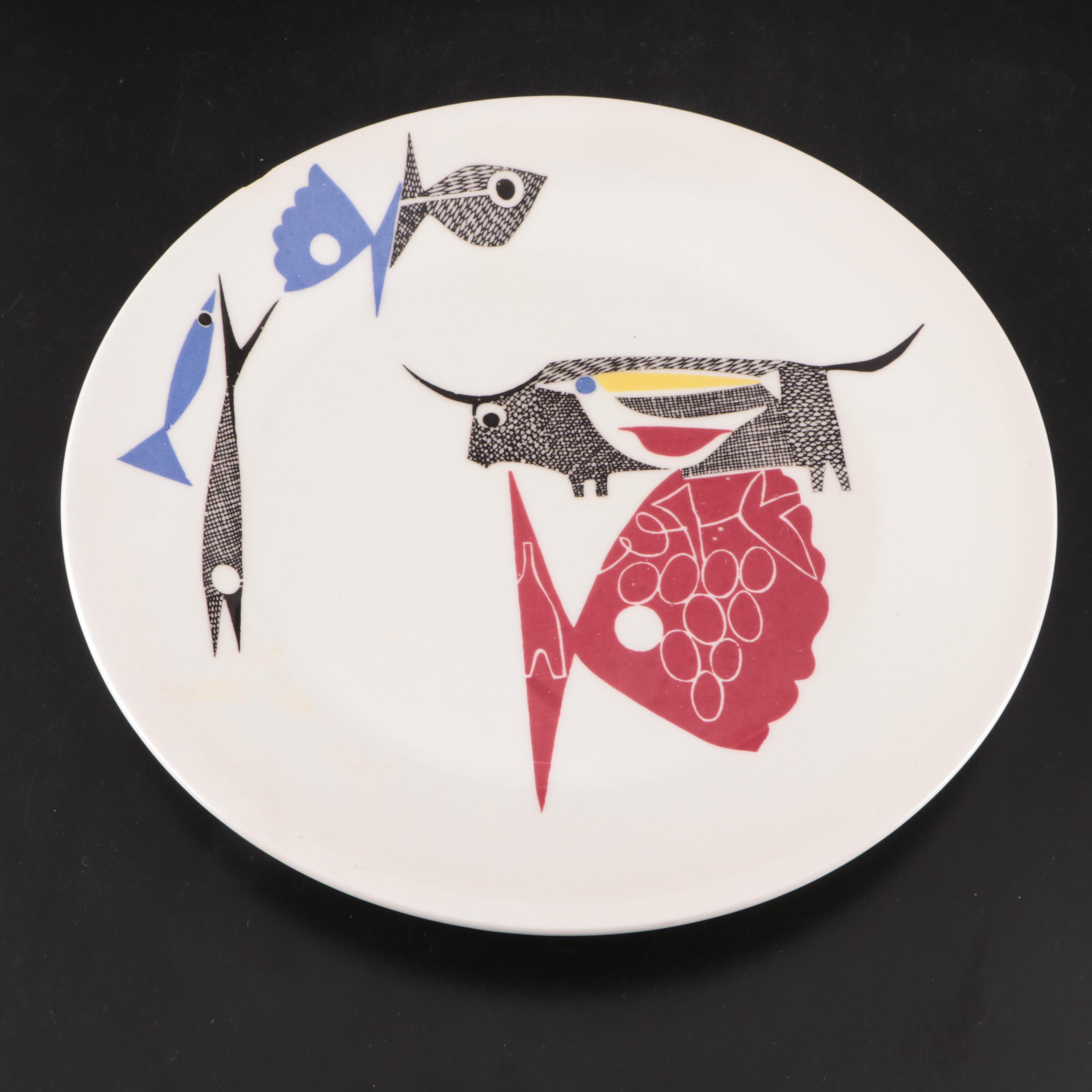 Hall "Chinese Red" Sundial Casserole Dish with Scandinavian Dinnerware