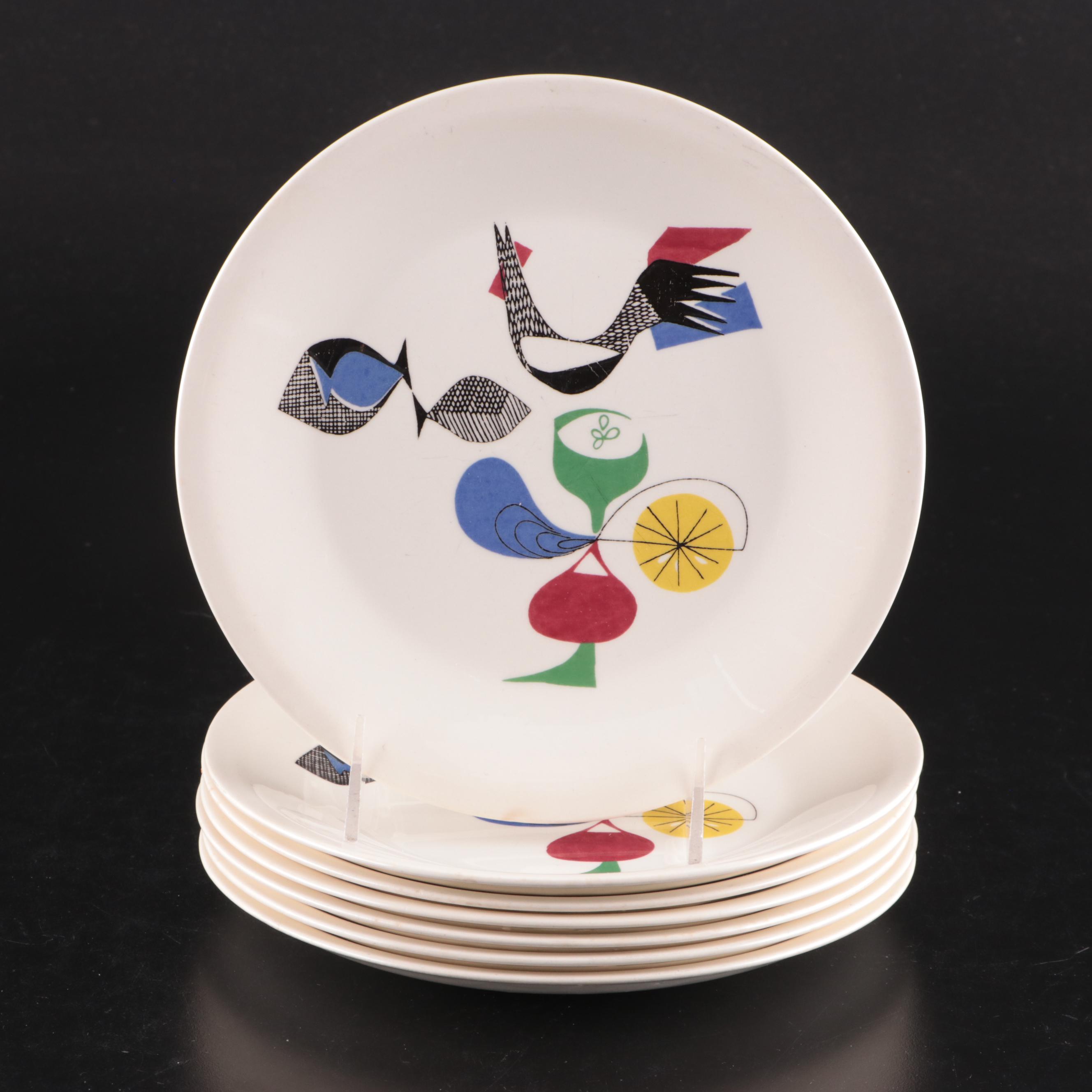 Hall "Chinese Red" Sundial Casserole Dish with Scandinavian Dinnerware