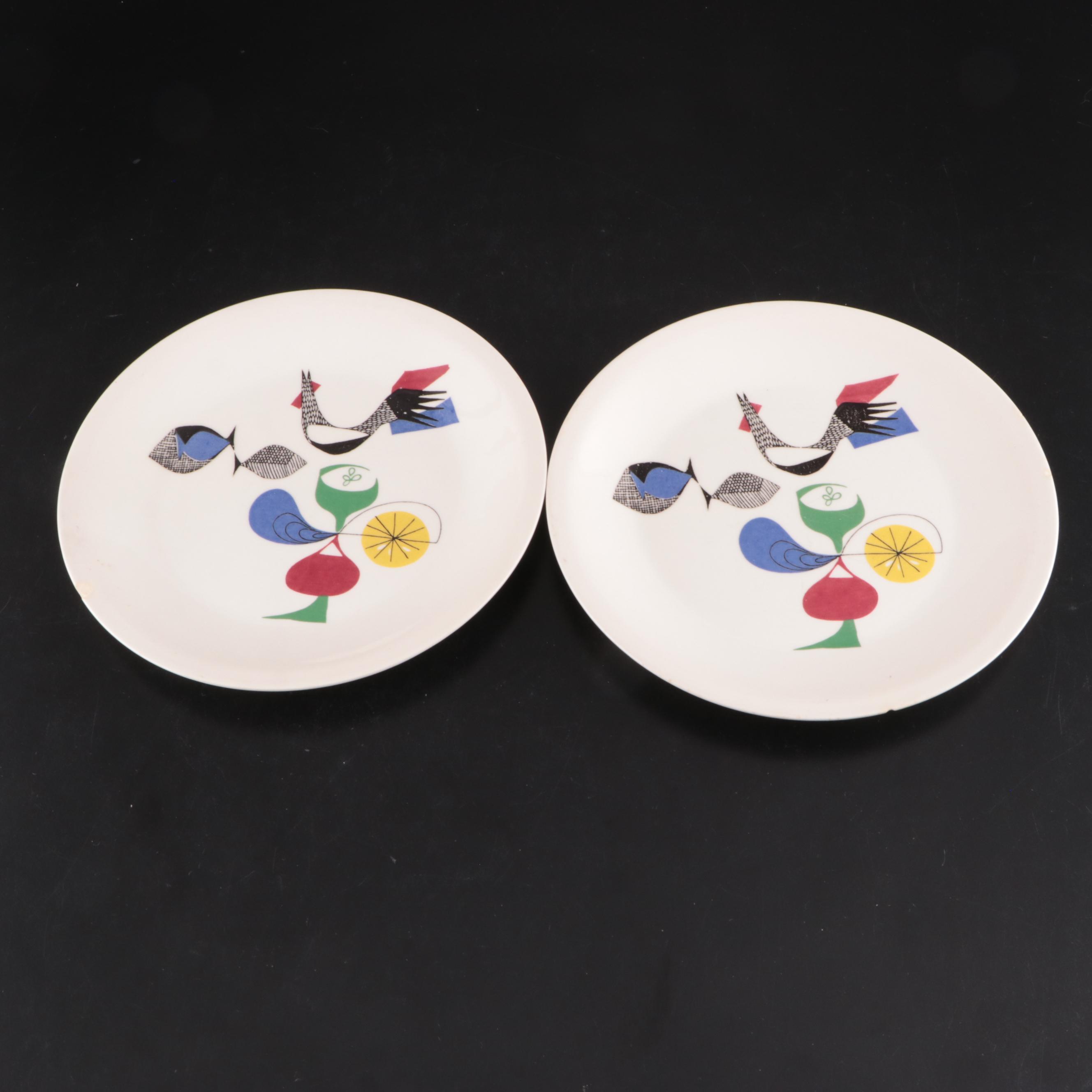 Hall "Chinese Red" Sundial Casserole Dish with Scandinavian Dinnerware