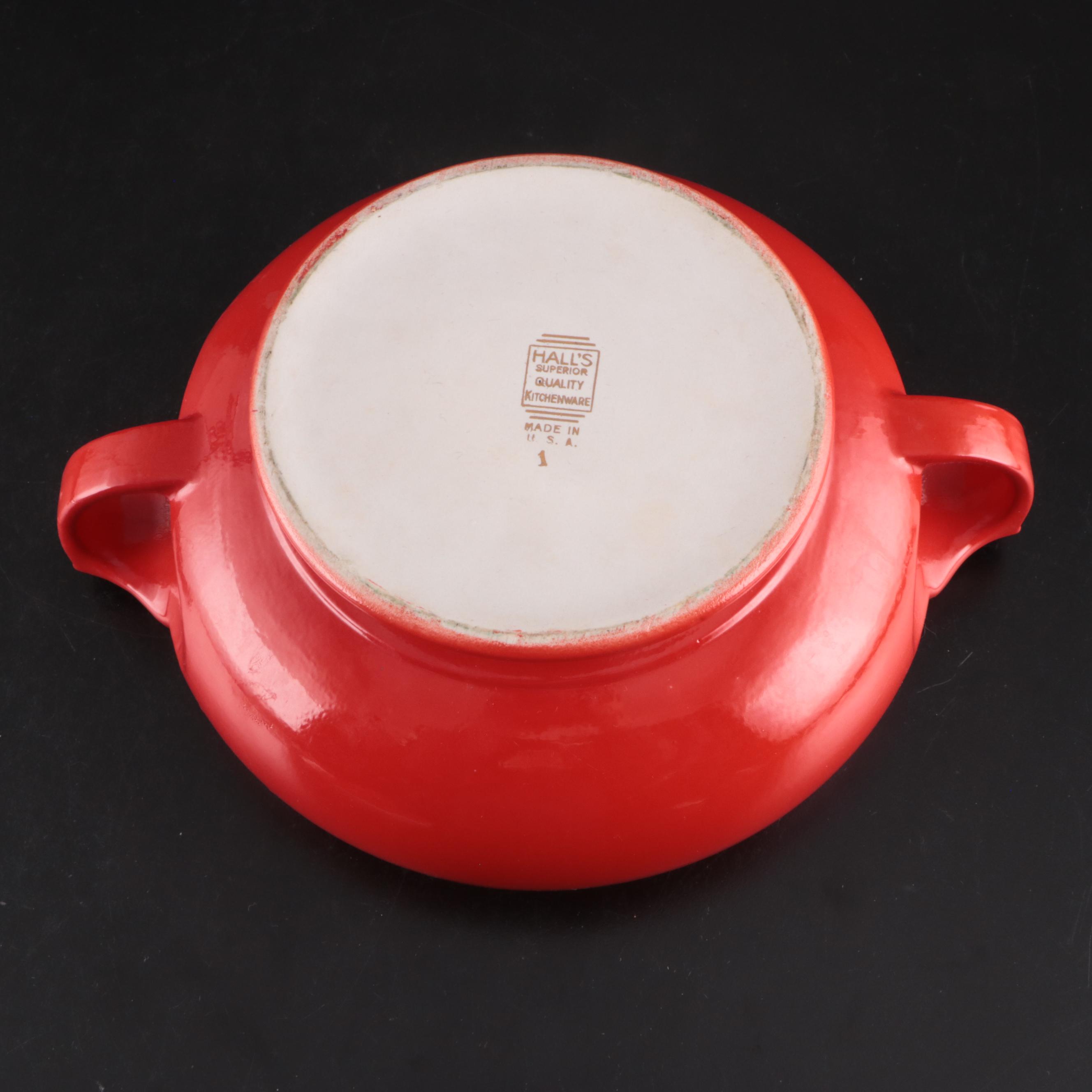 Hall "Chinese Red" Sundial Casserole Dish with Scandinavian Dinnerware