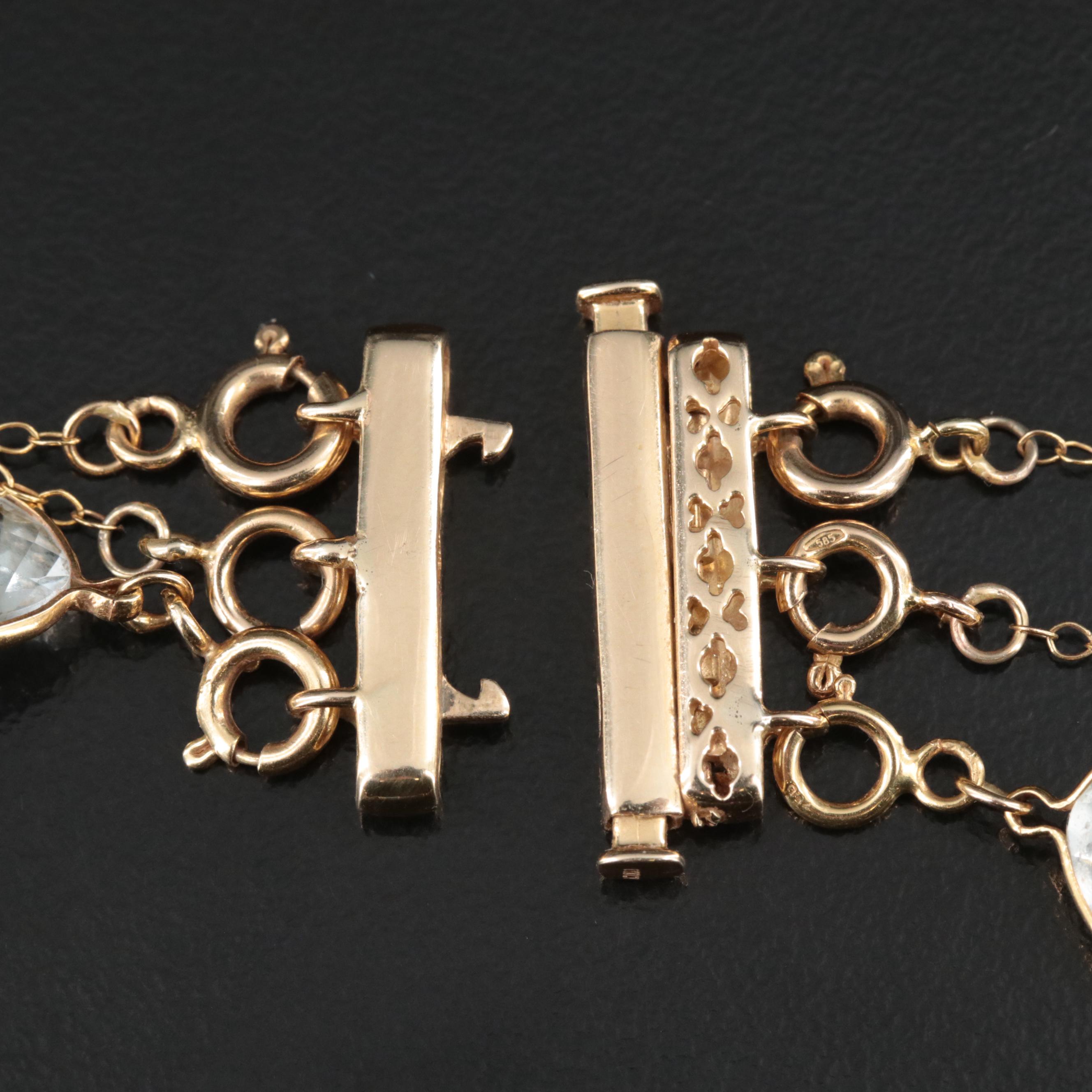 14K Mixed Gemstones Three Strand Tiered Necklace