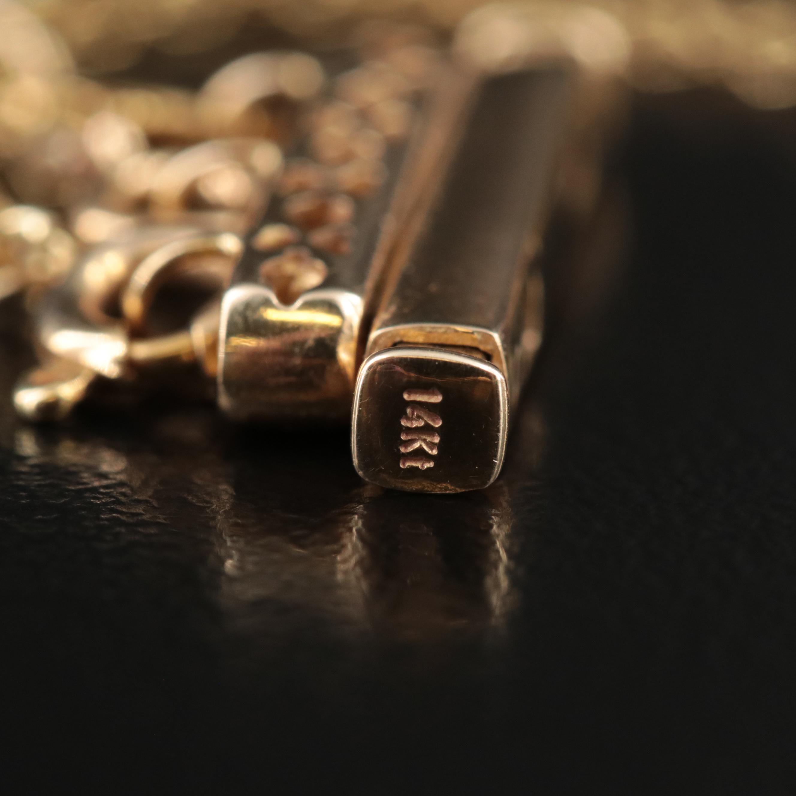 14K Mixed Gemstones Three Strand Tiered Necklace