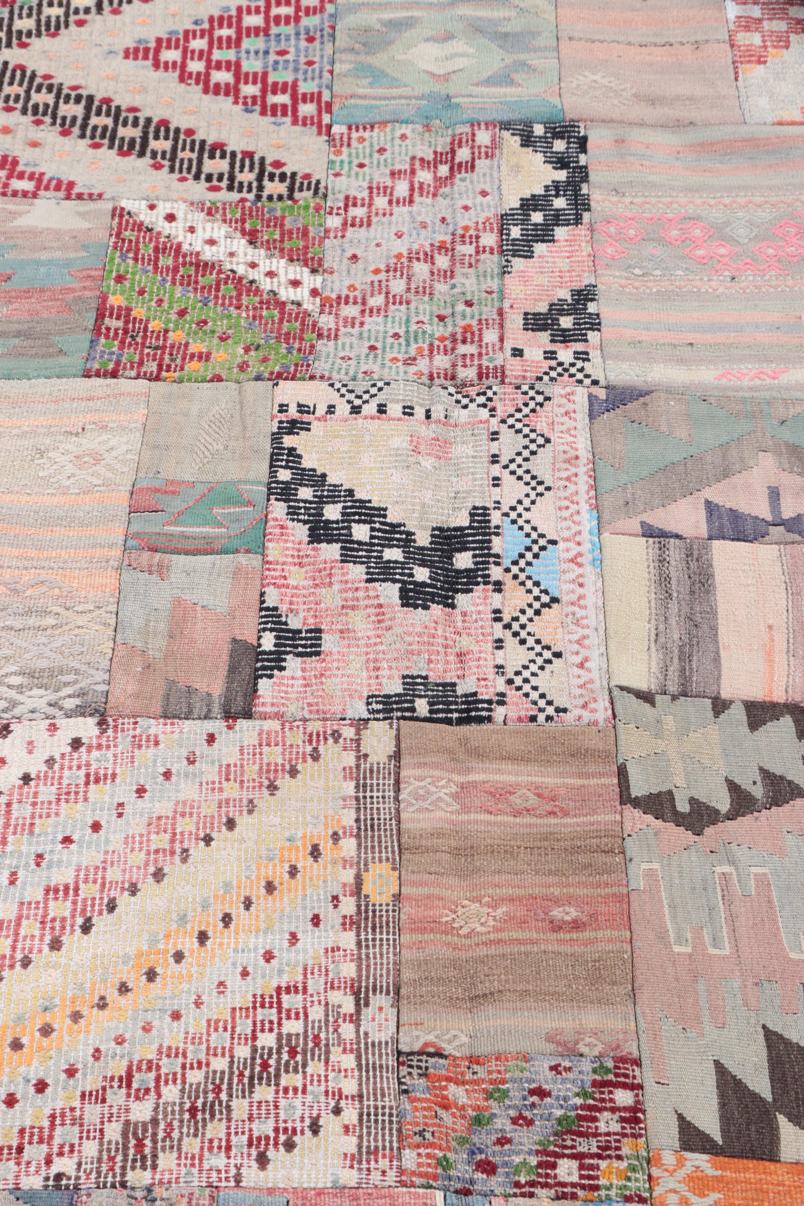 6'8 x 9'10 Handmade Turkish Pieced Patchwork Area Rug
