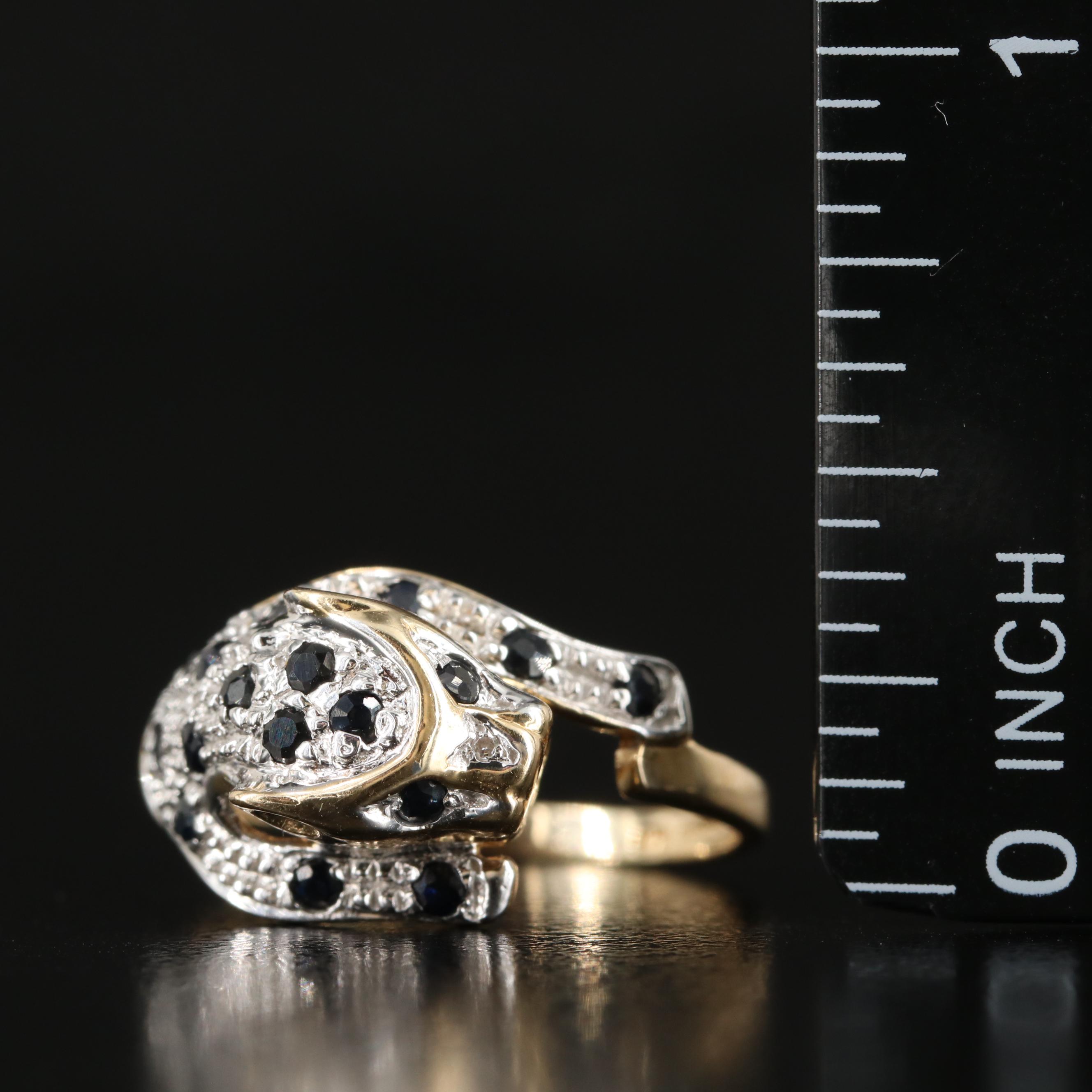 14K Sapphire and Diamond Leopard Ring