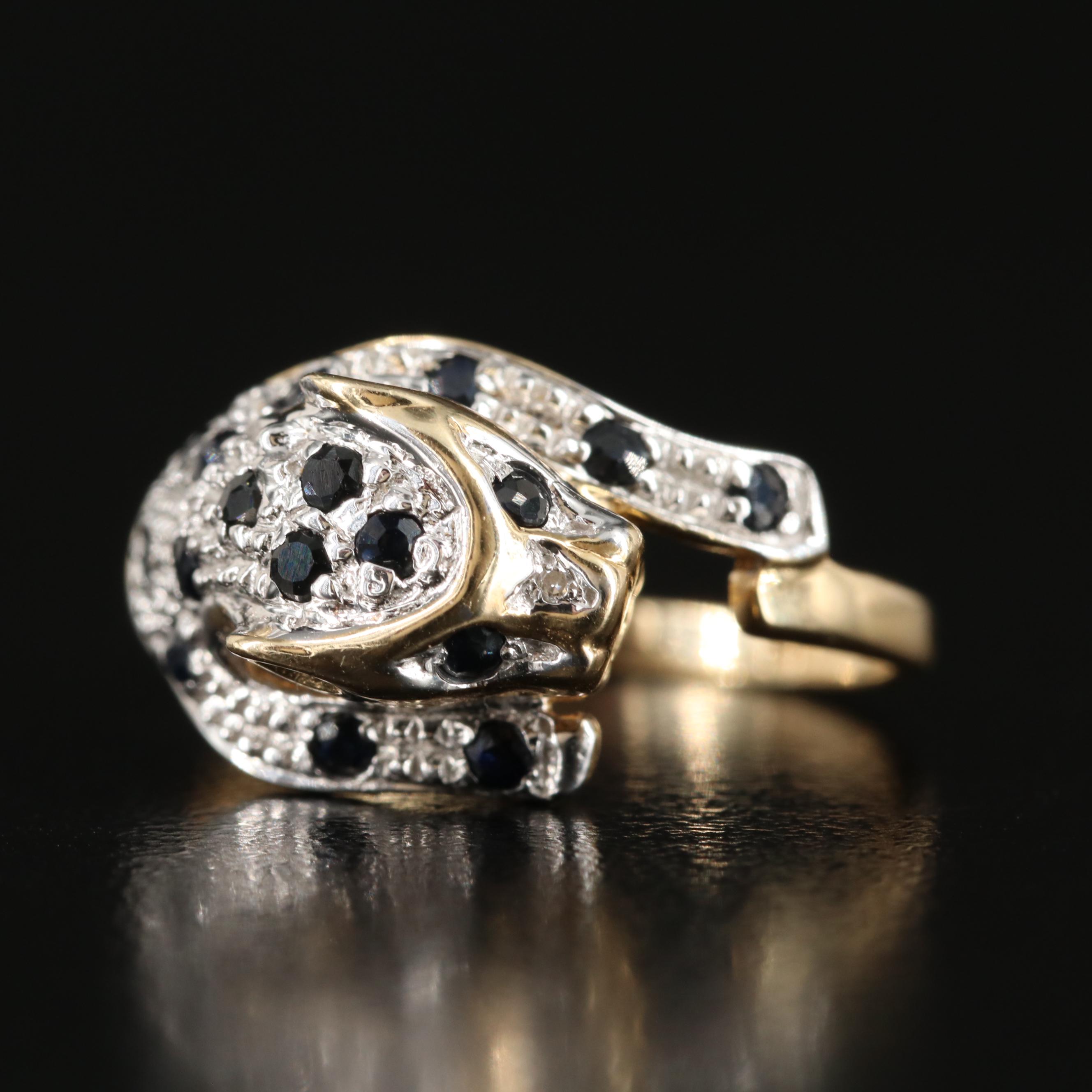 14K Sapphire and Diamond Leopard Ring