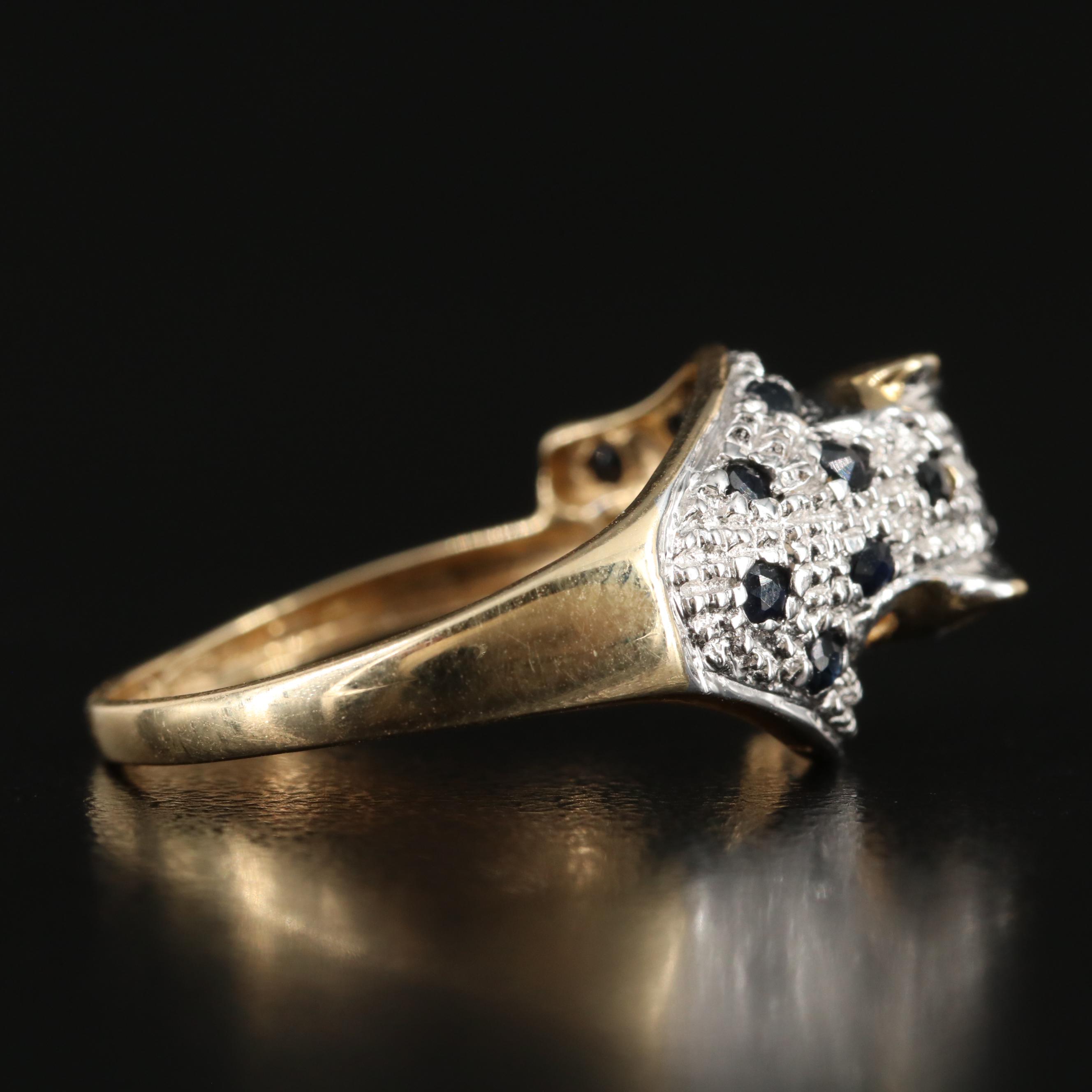 14K Sapphire and Diamond Leopard Ring