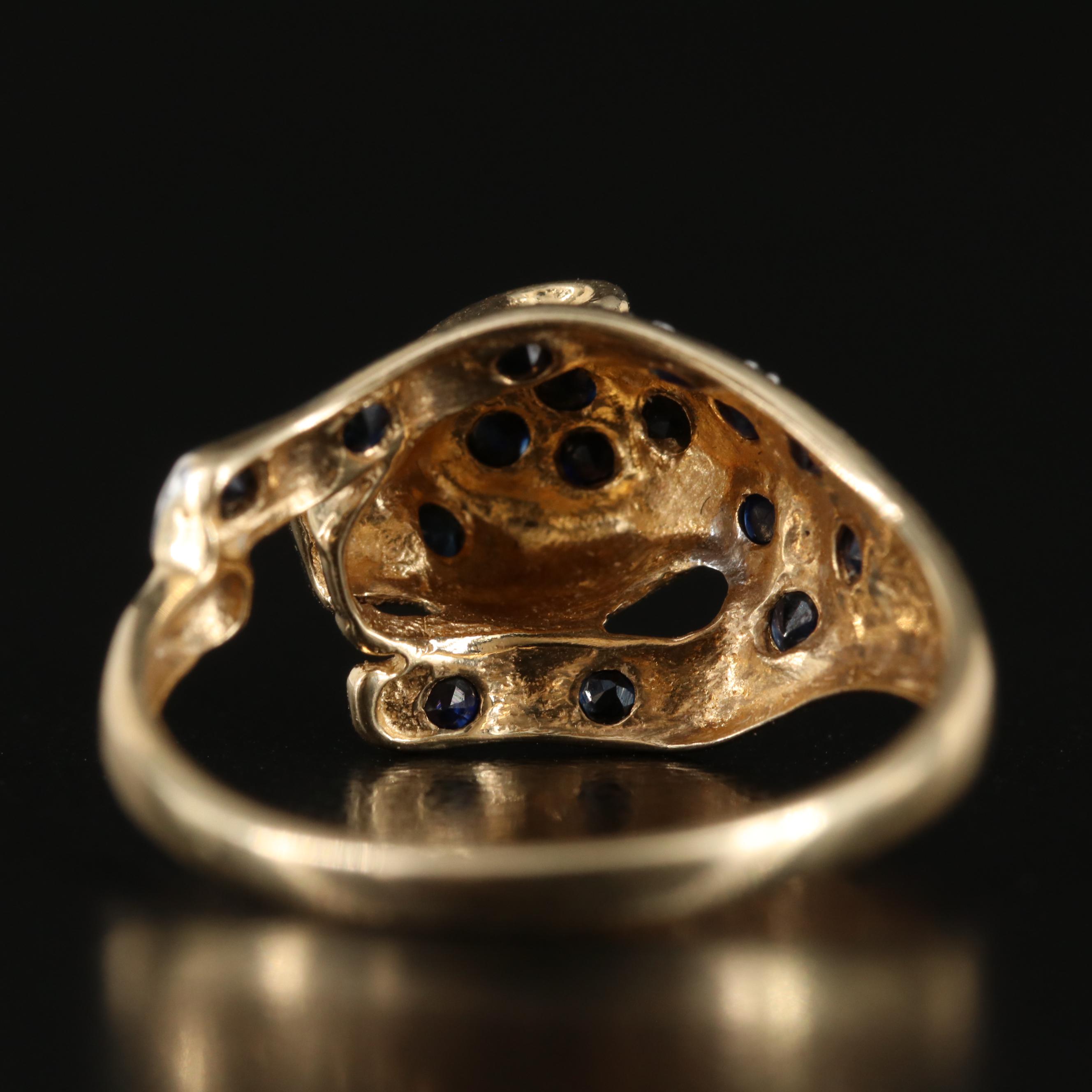 14K Sapphire and Diamond Leopard Ring