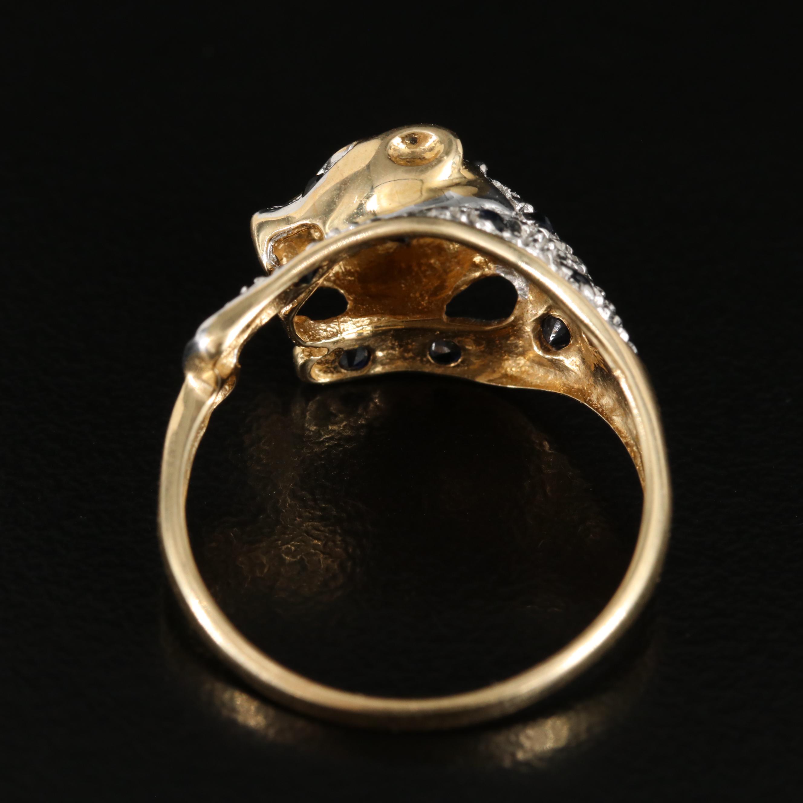 14K Sapphire and Diamond Leopard Ring