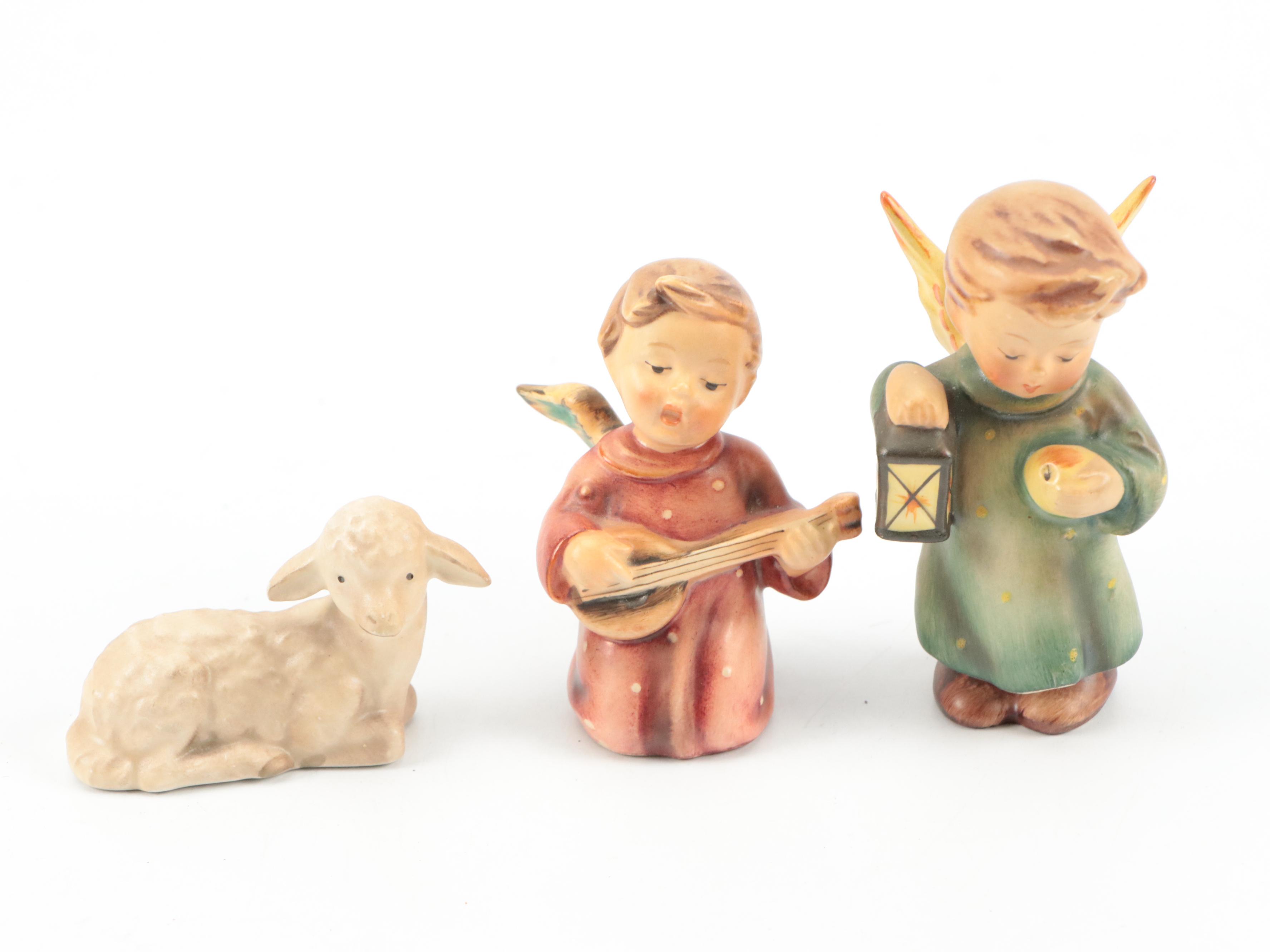 Hummel Goebel Nativity Figurines with Handmade Wood Stable