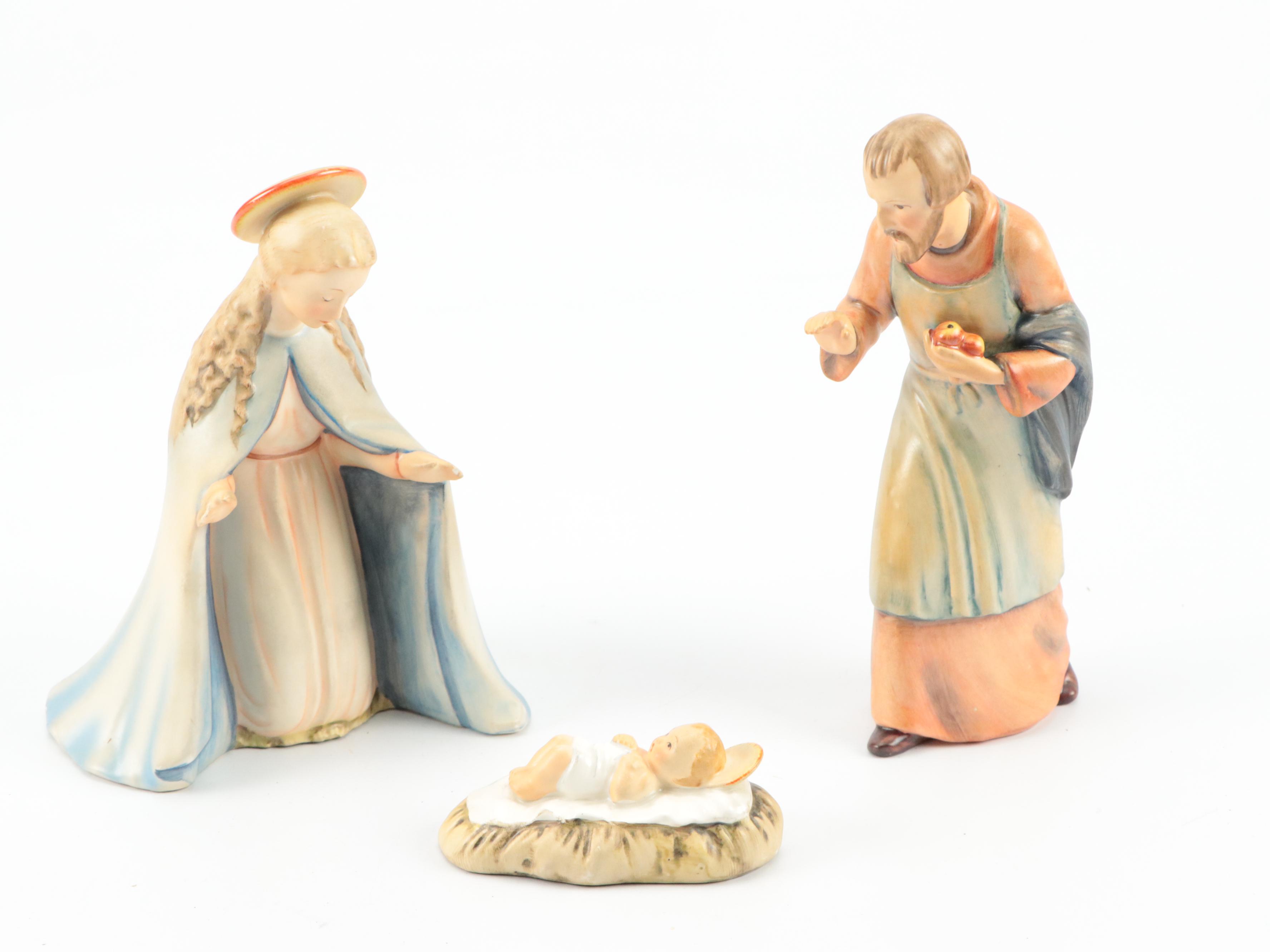 Hummel Goebel Nativity Figurines with Handmade Wood Stable