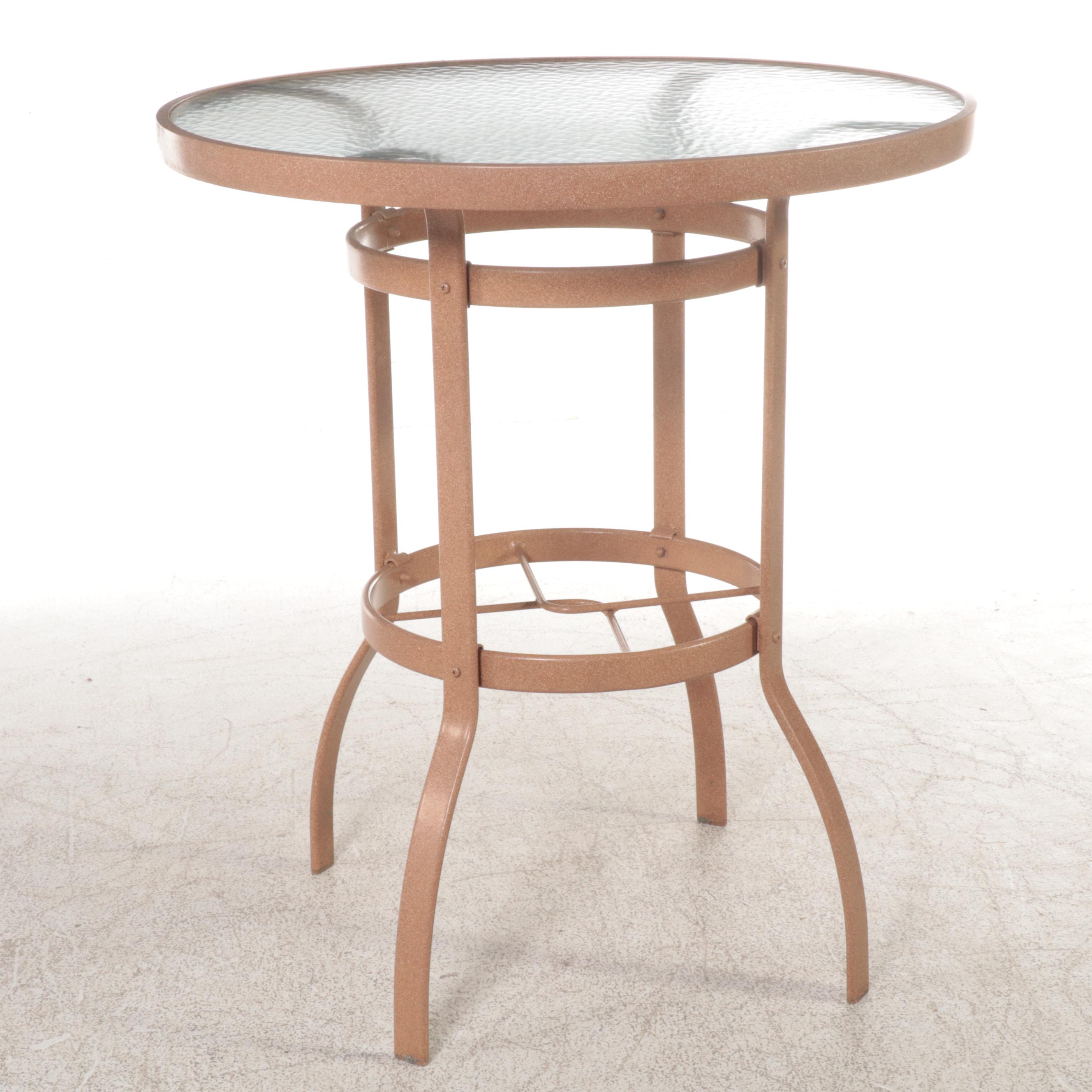 Three-Piece Powder-Coated Aluminum and Glass Top Patio Bar-Height Bistro Set