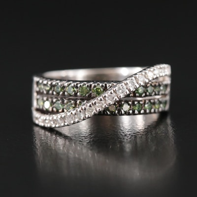 14K 0.50 CTW Diamond Crossover Ring with Fancy Color Stones