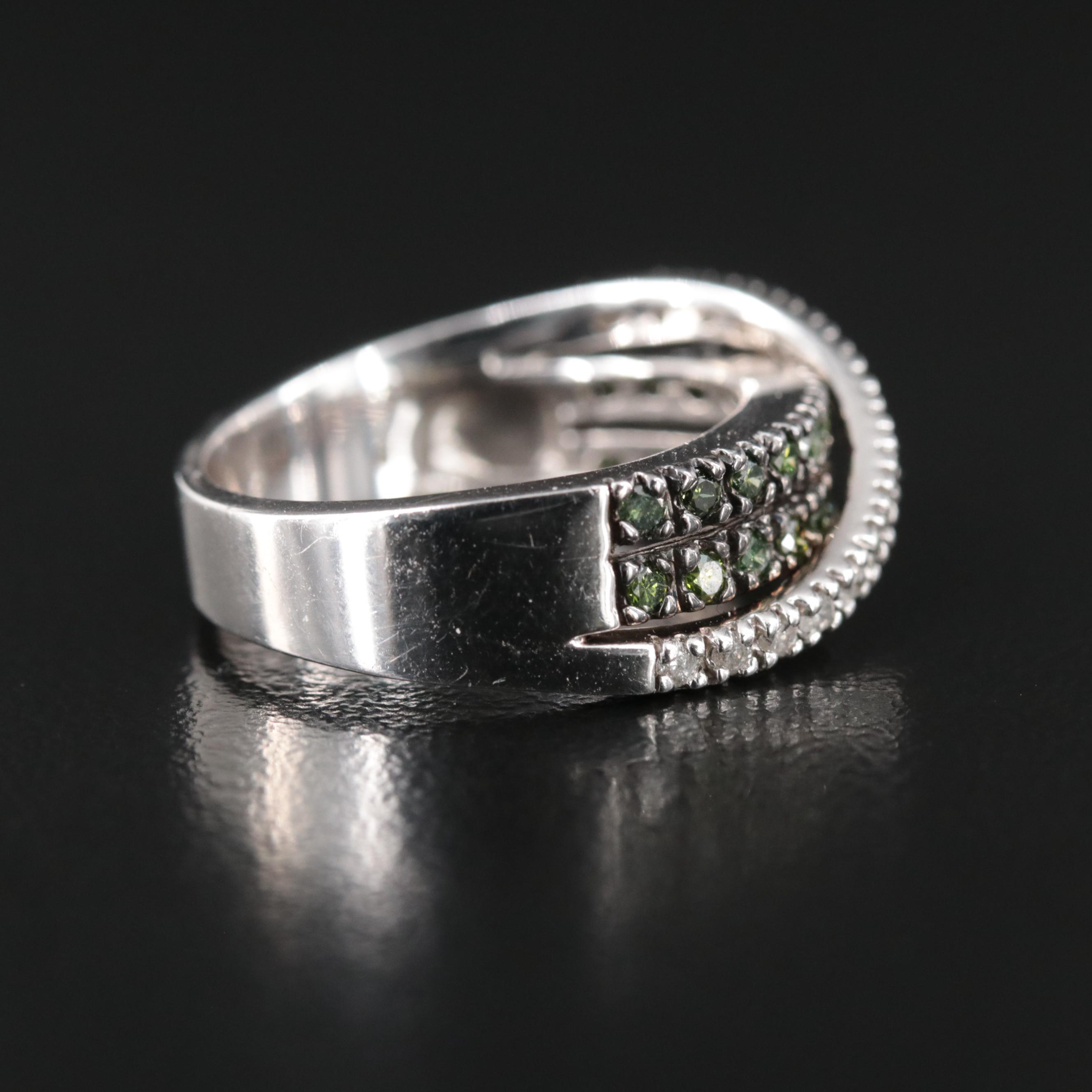 14K 0.50 CTW Diamond Crossover Ring with Fancy Color Stones