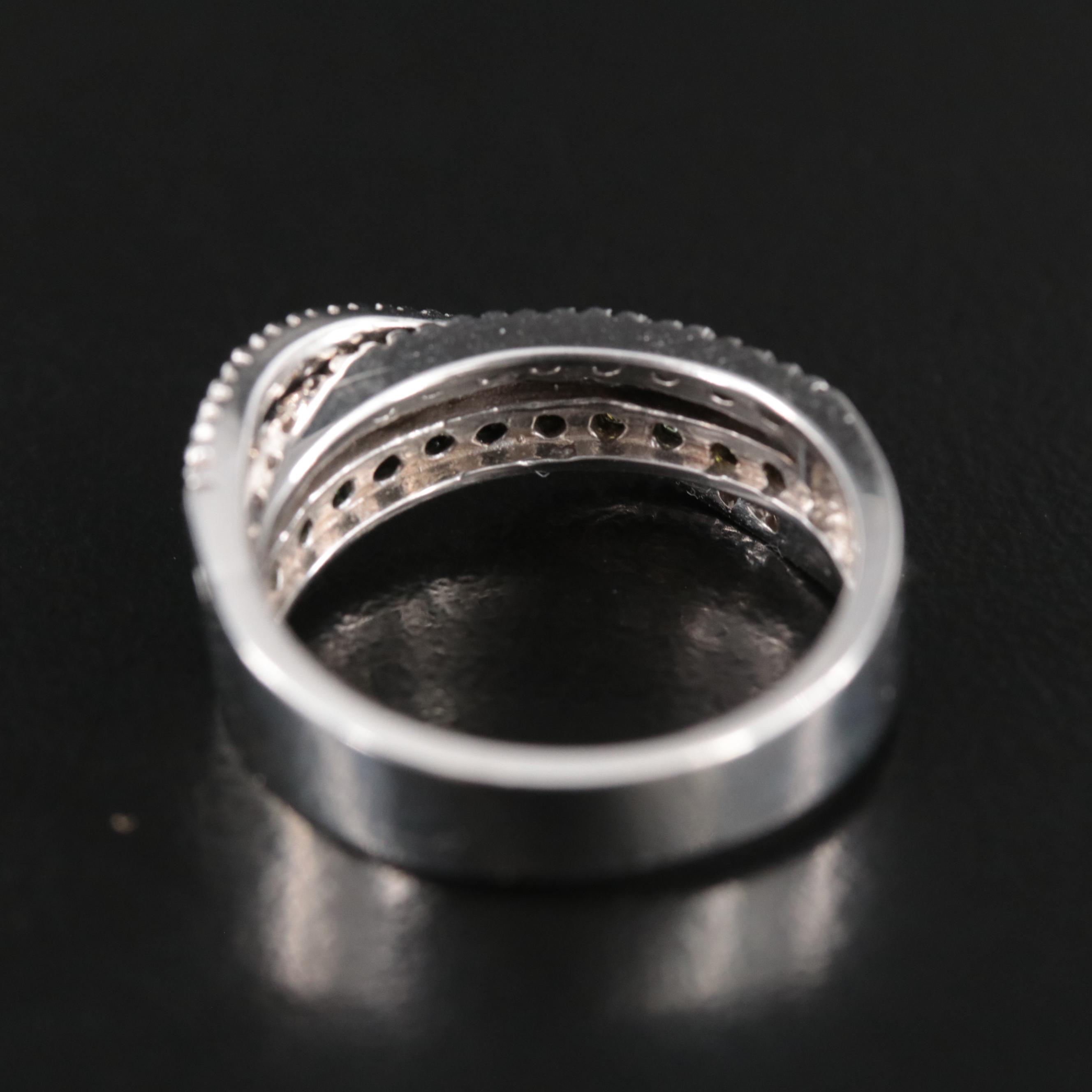 14K 0.50 CTW Diamond Crossover Ring with Fancy Color Stones