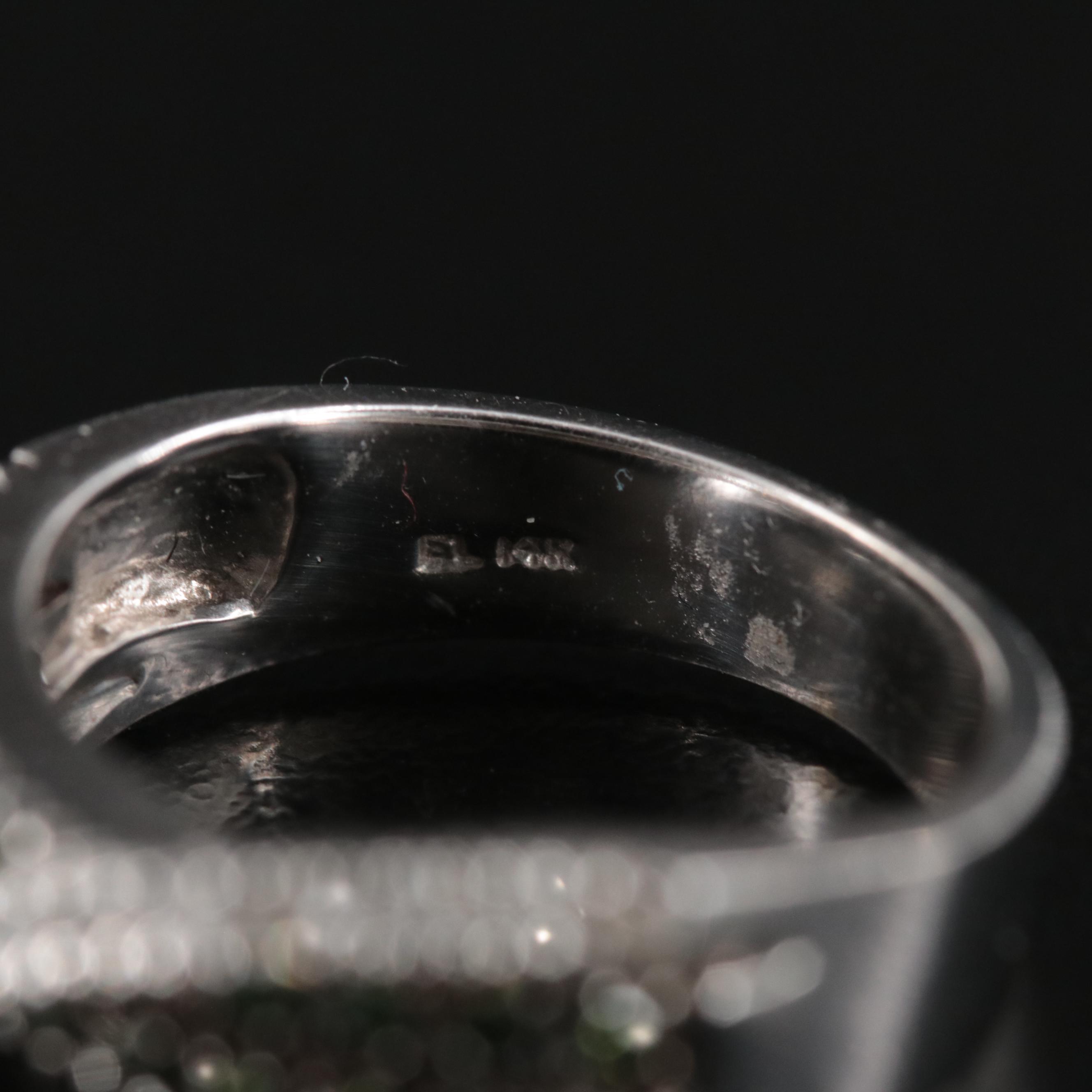 14K 0.50 CTW Diamond Crossover Ring with Fancy Color Stones