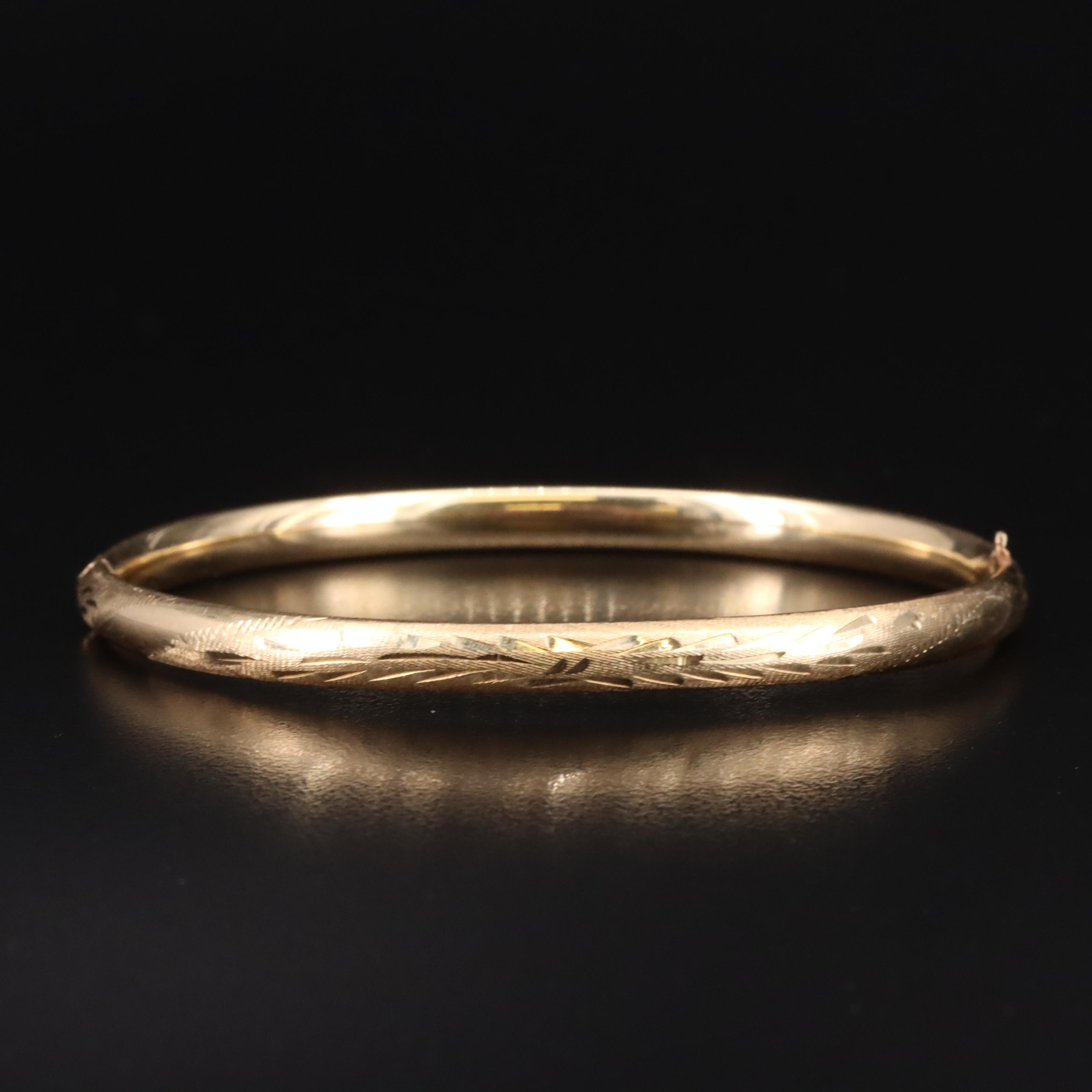14K Diamond Cut Bangle
