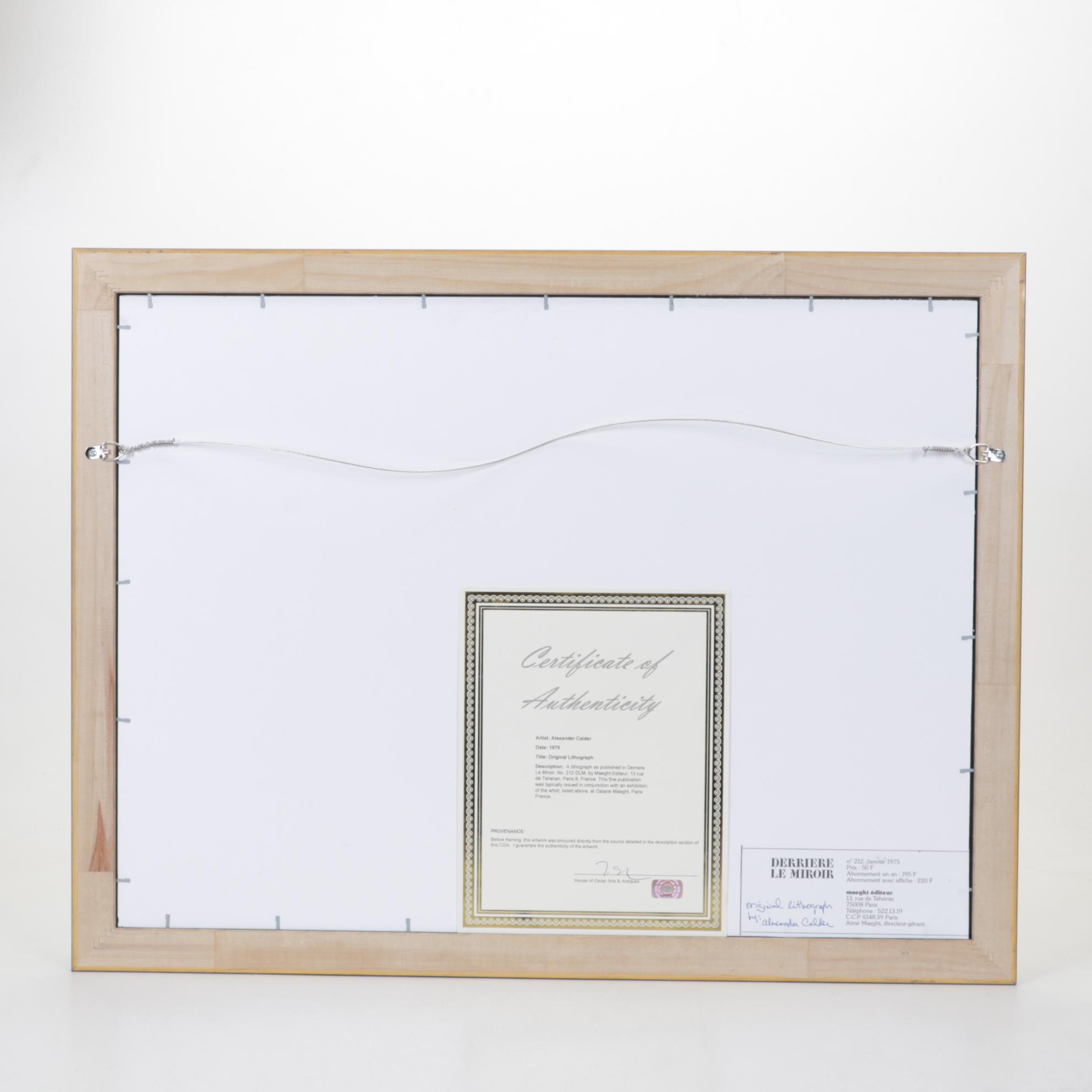 Alexander Calder Double-Page Color Lithograph for "Derrière le Miroir," 1975