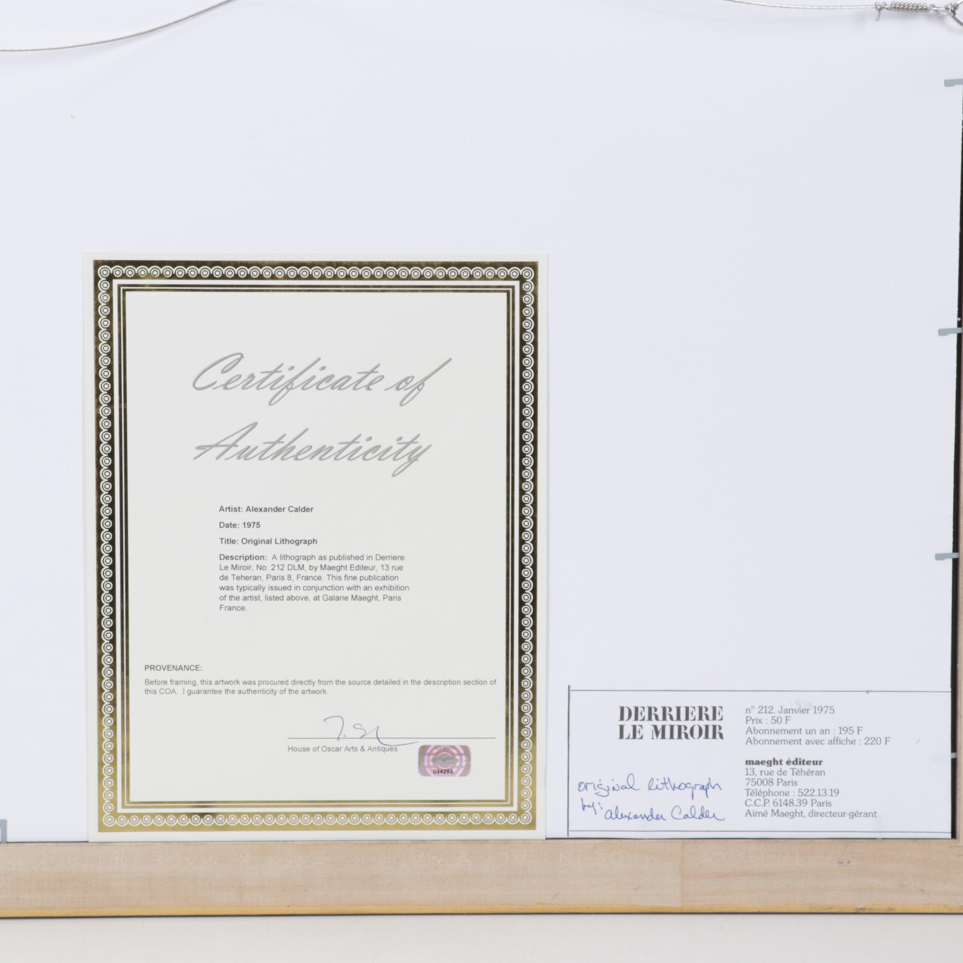 Alexander Calder Double-Page Color Lithograph for "Derrière le Miroir," 1975