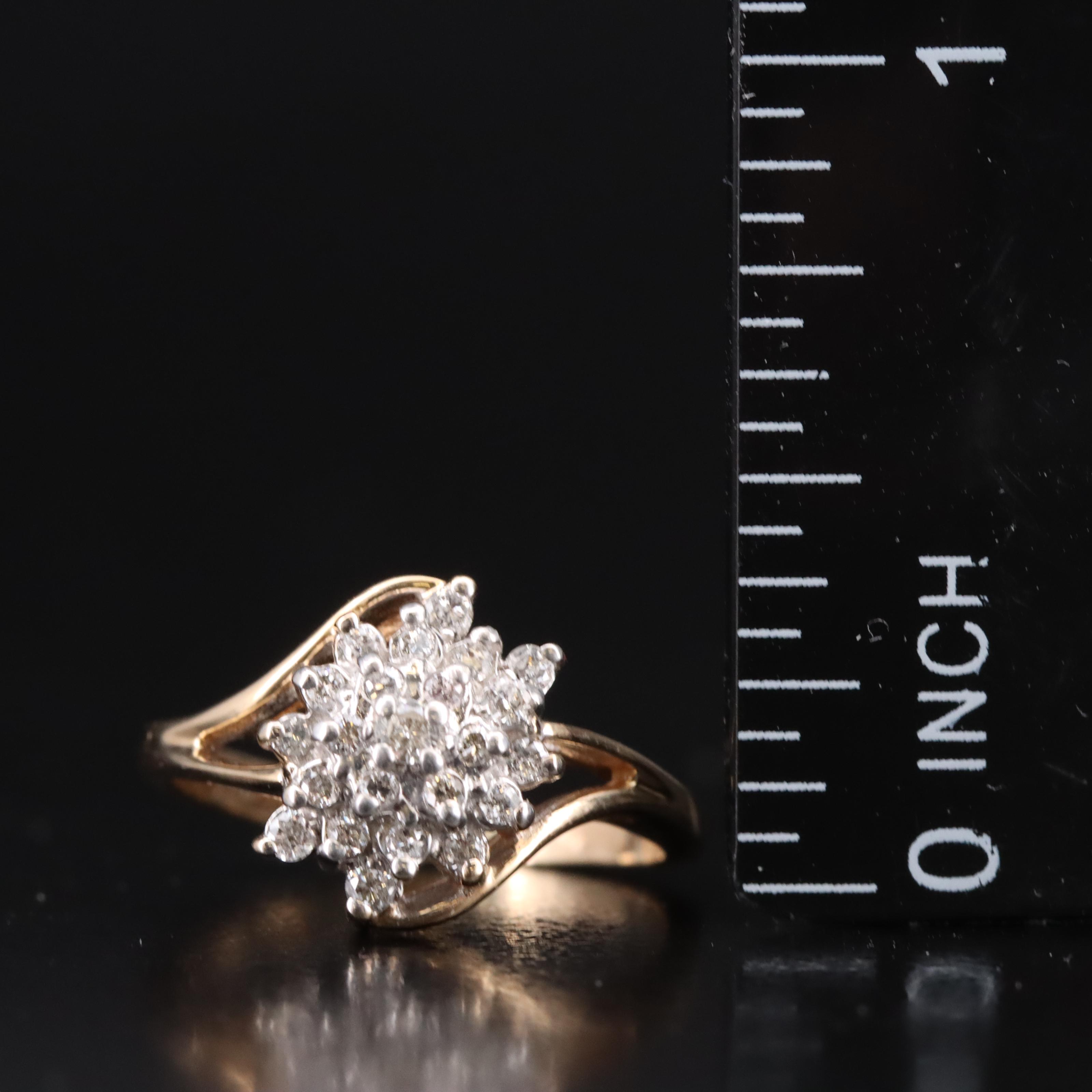 10K 0.25 CTW Diamond Cluster Ring