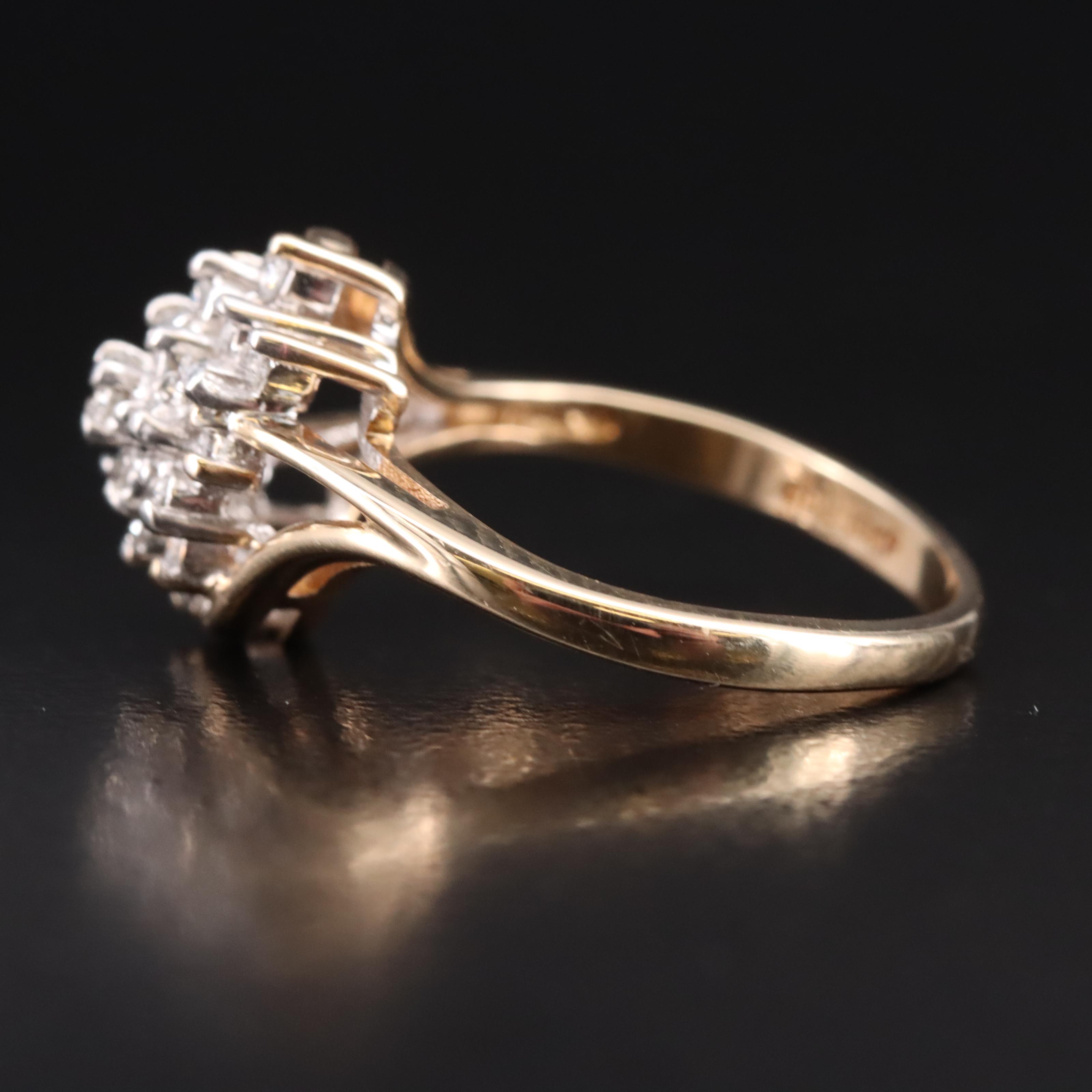 10K 0.25 CTW Diamond Cluster Ring