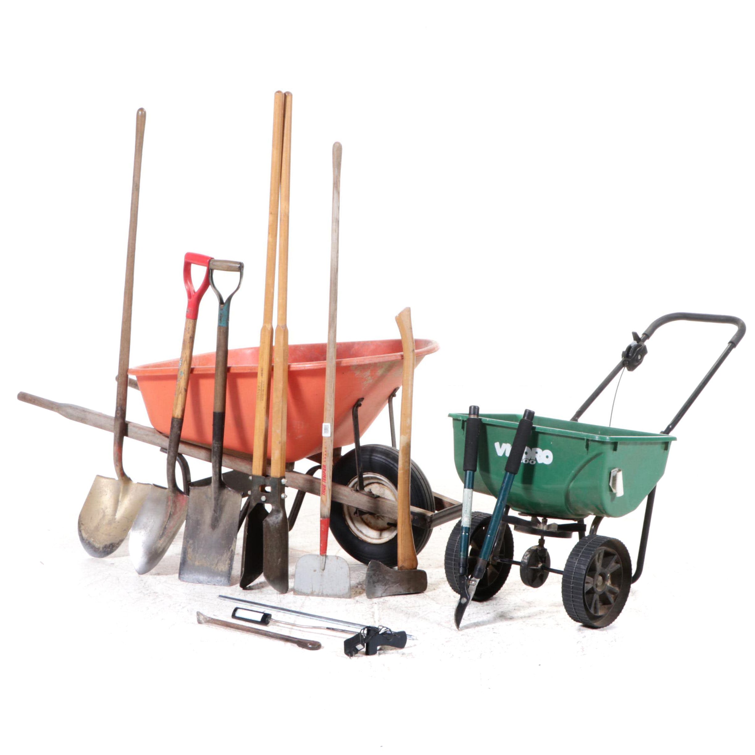 Vigoro 4300 Seed Spreader with Garden Tool Collection