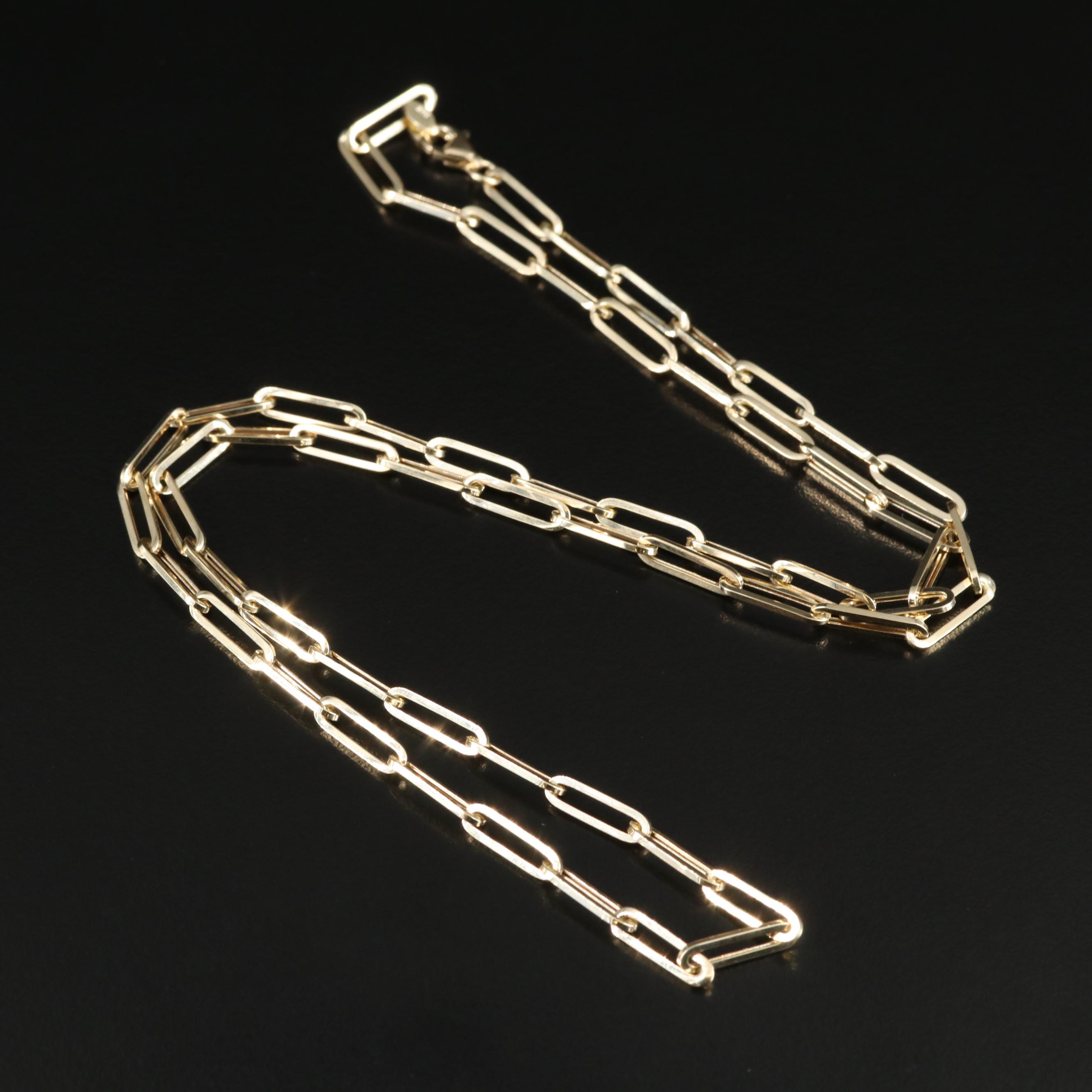 14K Paper Clip Chain Necklace EBTH