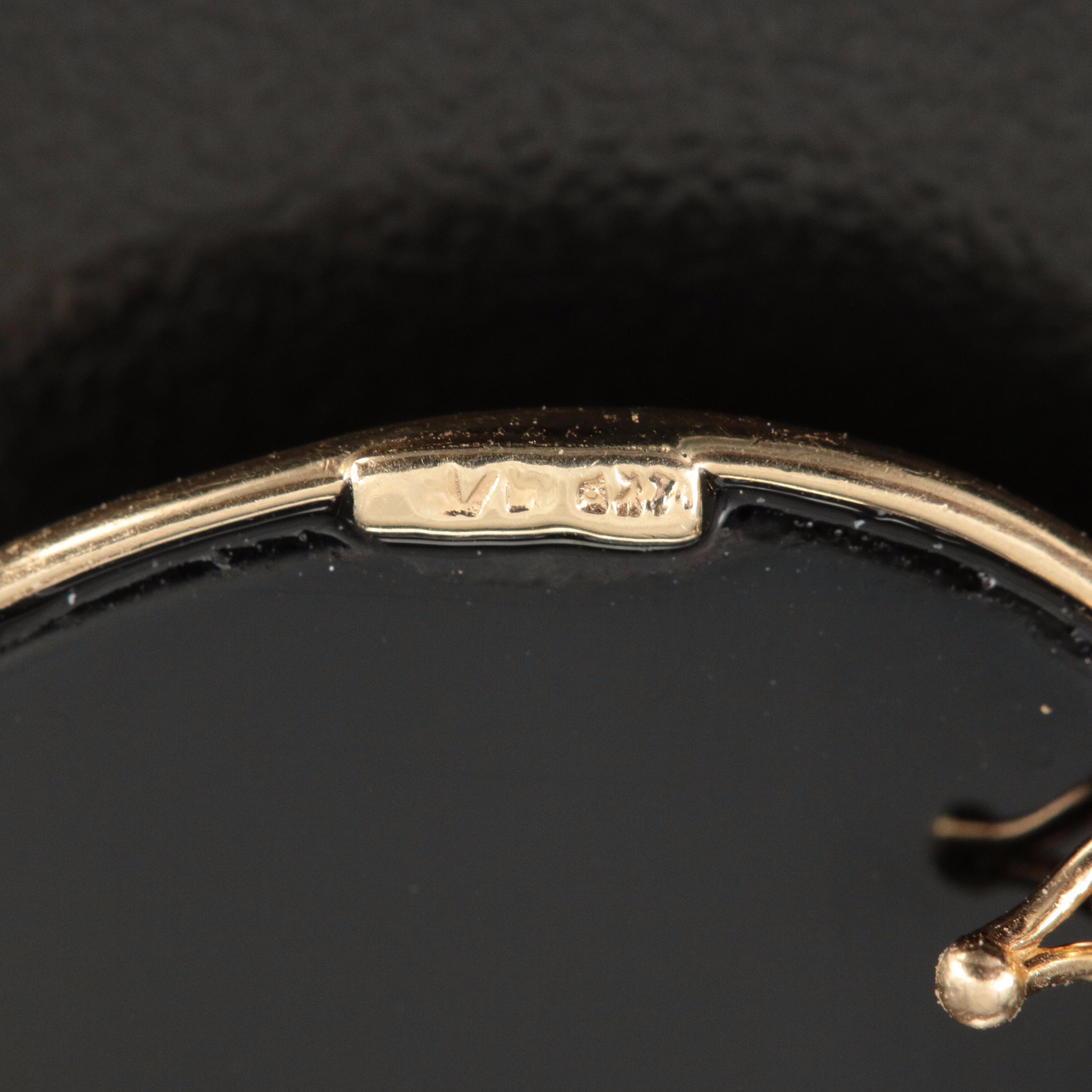 14K Black Onyx and Diamond Pendant