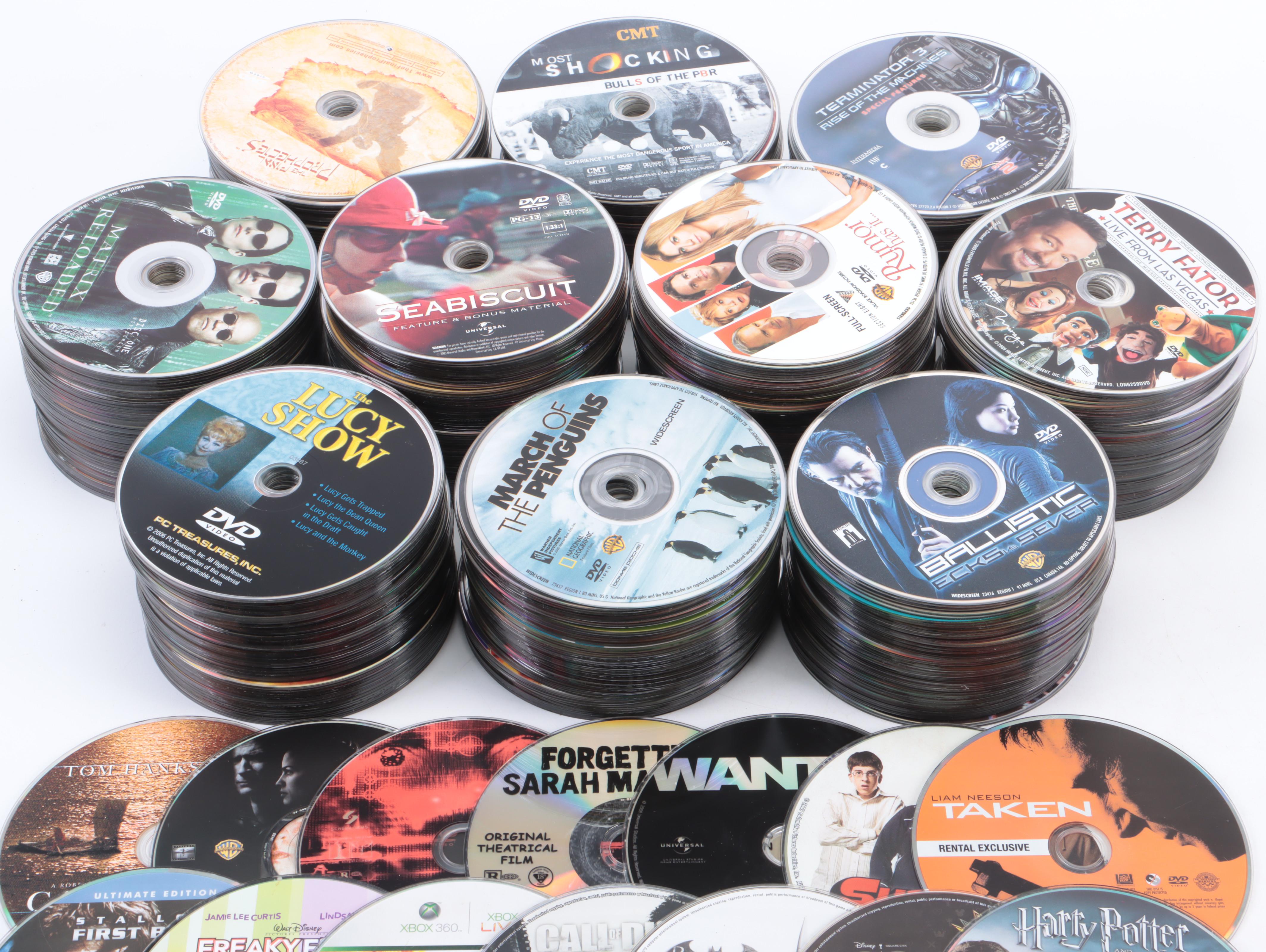 DVD Movie Collection with Video Games and Blu-Ray Discs