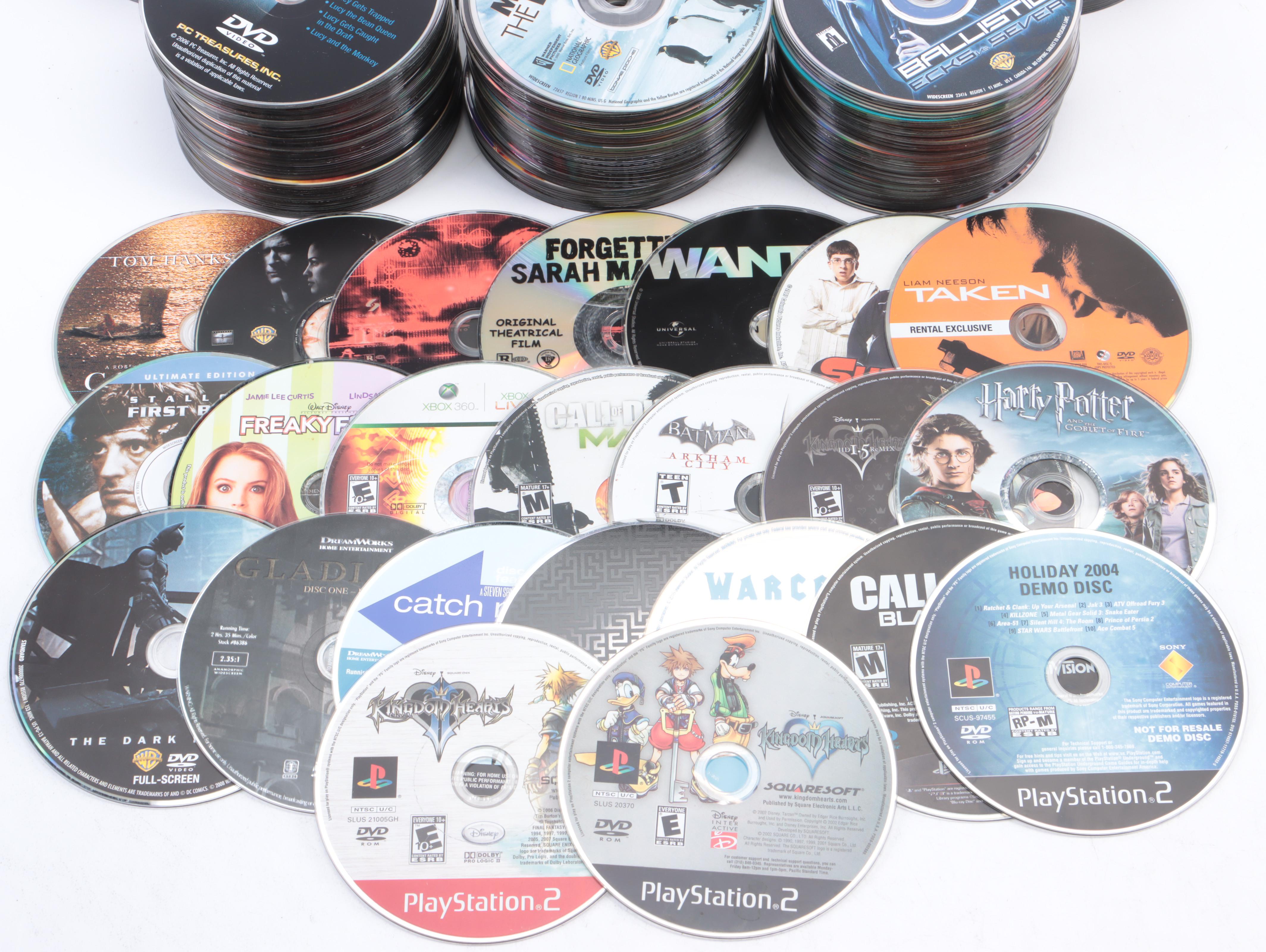 DVD Movie Collection with Video Games and Blu-Ray Discs