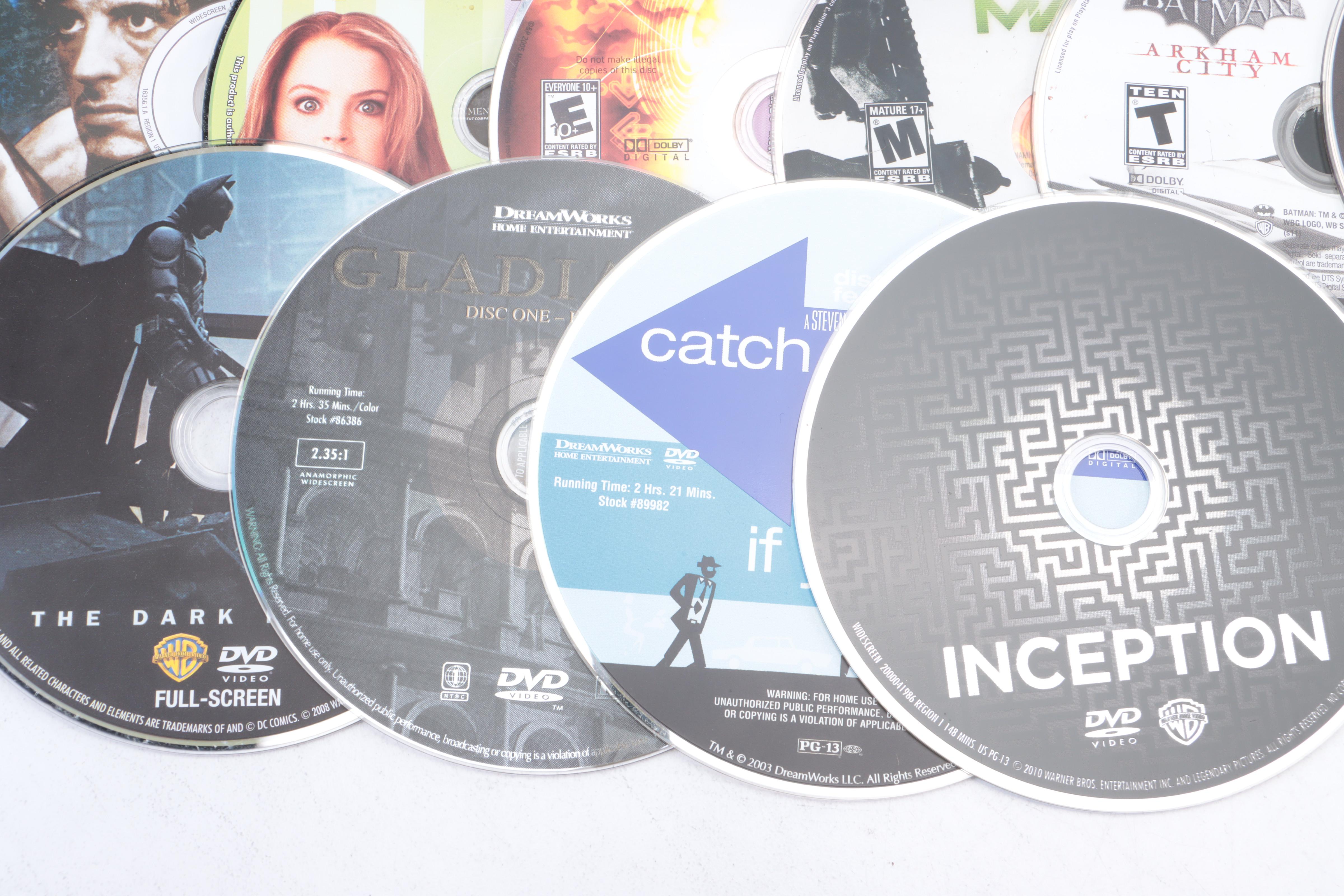 DVD Movie Collection with Video Games and Blu-Ray Discs