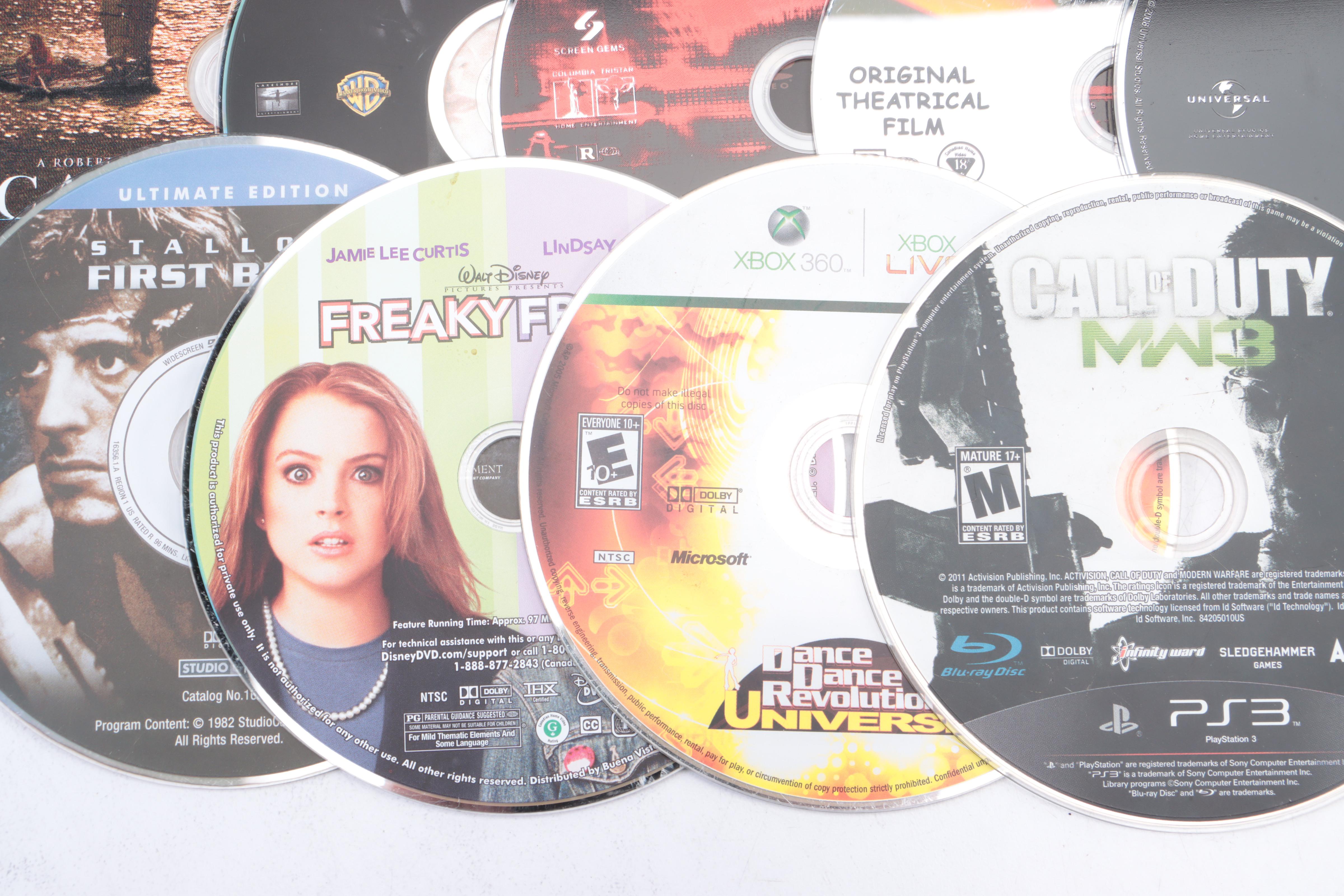 DVD Movie Collection with Video Games and Blu-Ray Discs