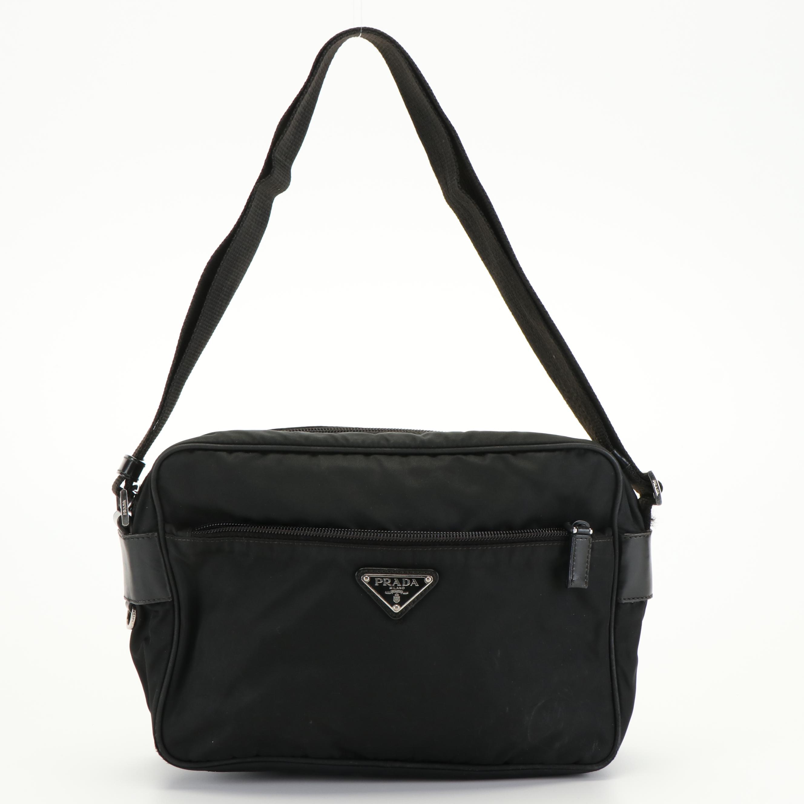 Prada Front Pocket Black Tessuto Nylon Messenger Bag