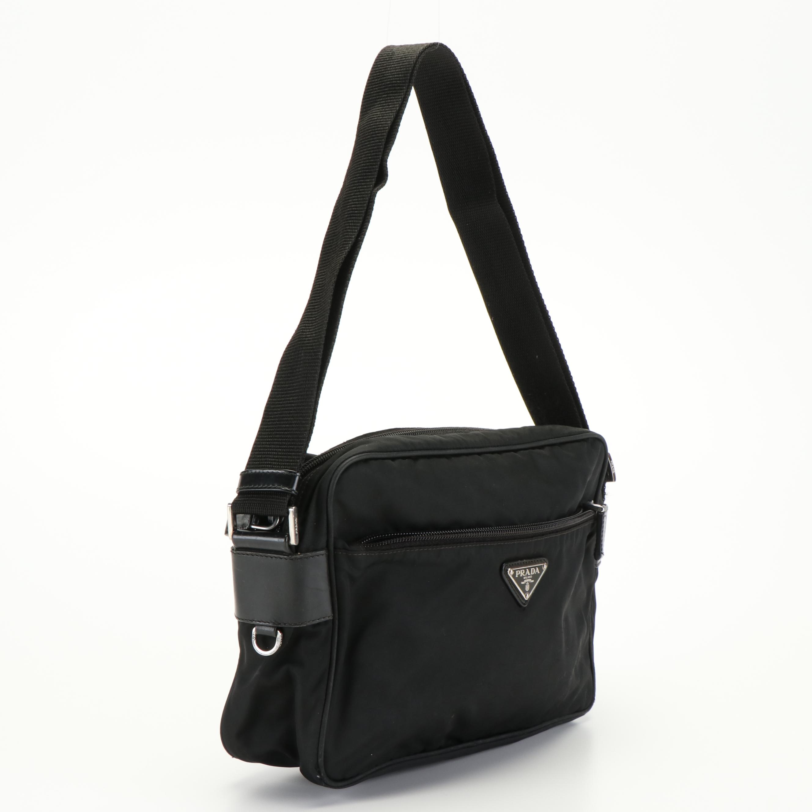 Prada Front Pocket Black Tessuto Nylon Messenger Bag