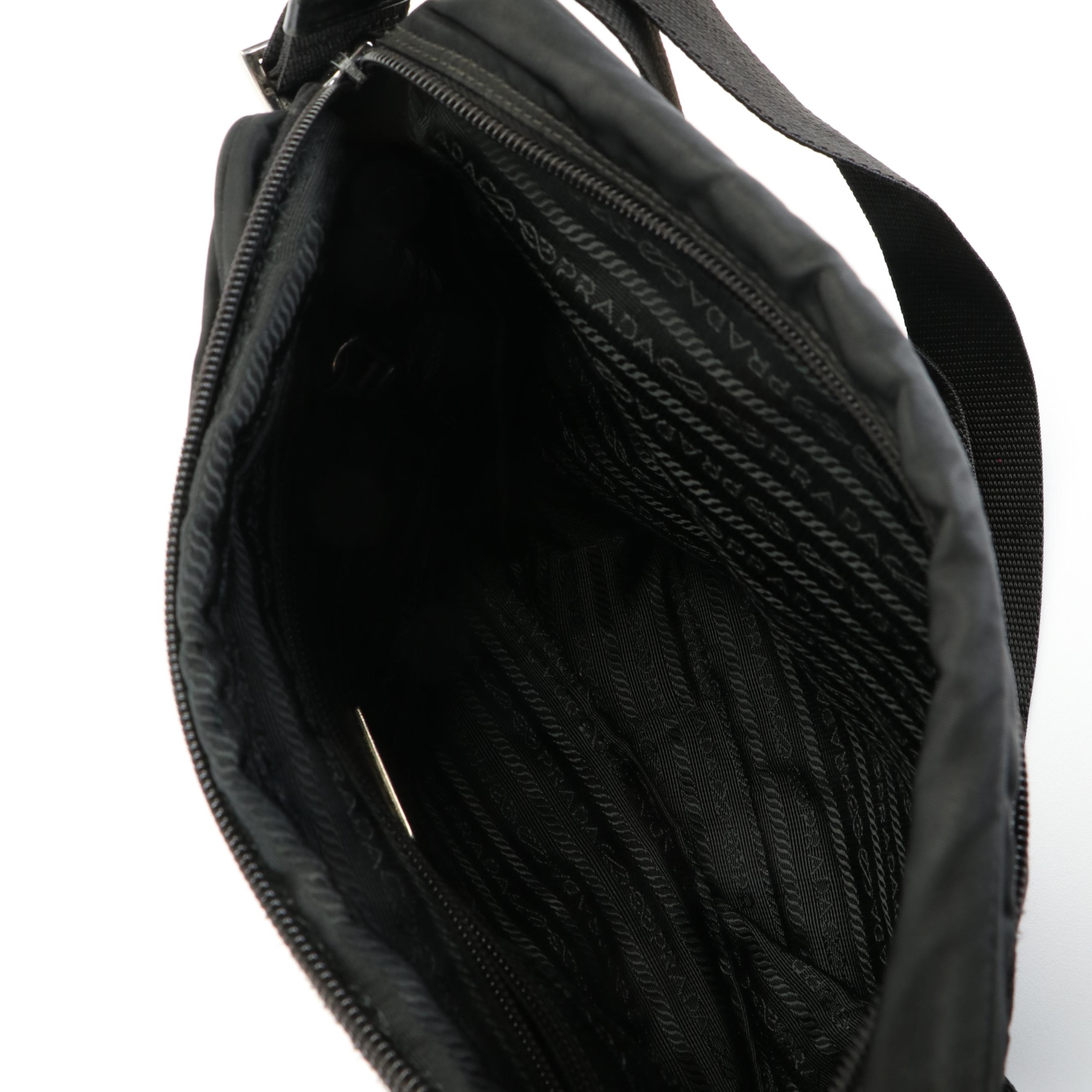 Prada Front Pocket Black Tessuto Nylon Messenger Bag