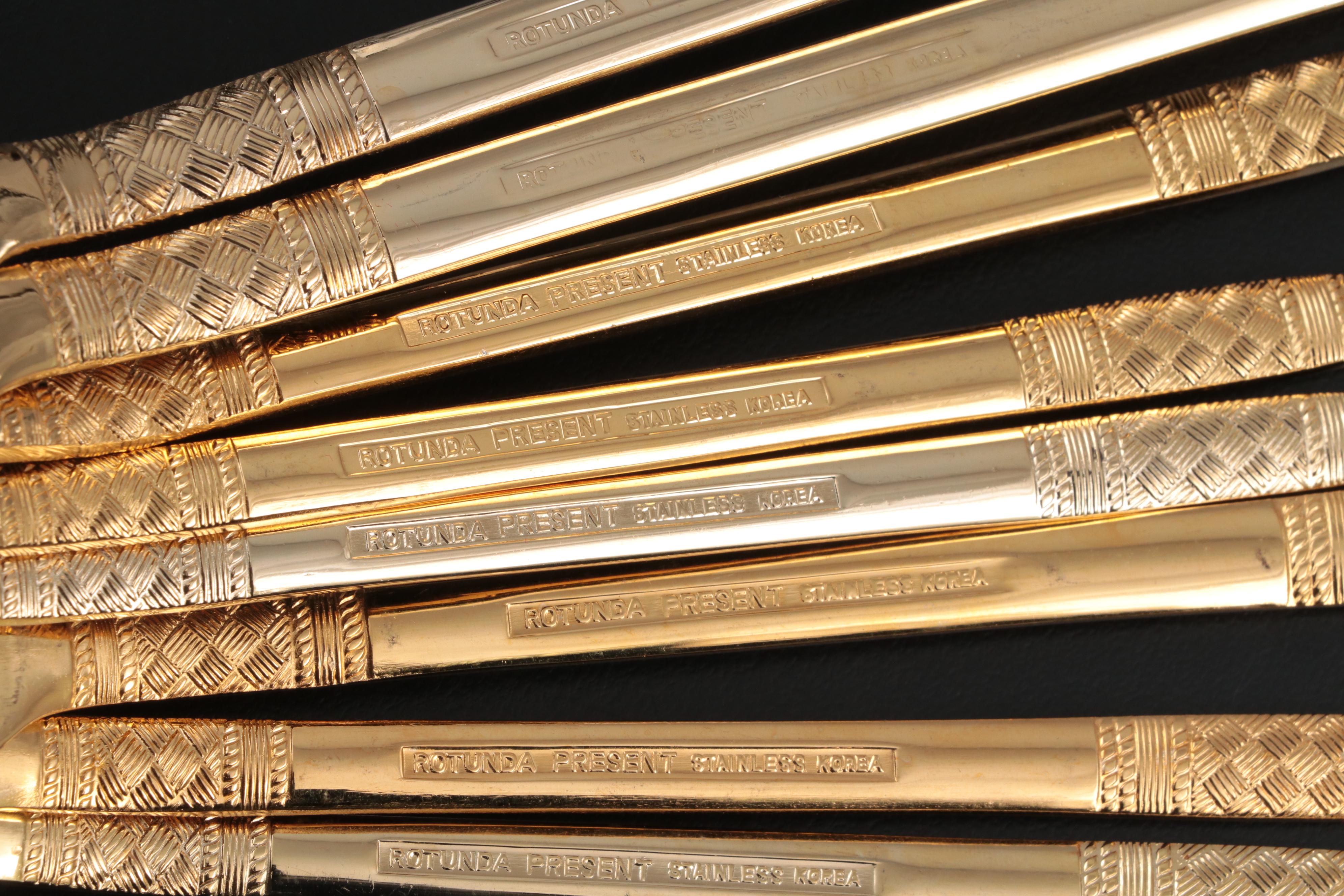 Rotunda Gold Electroplated Stainless Steel Flatware in Storage Case