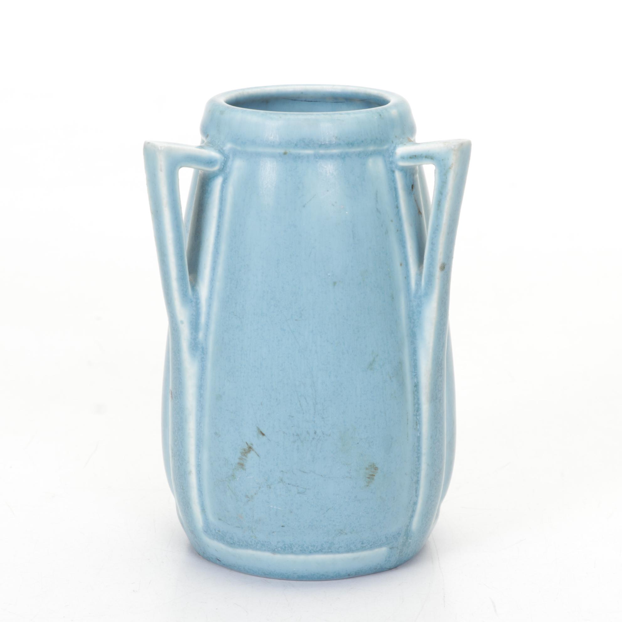 Rookwood Arts and Crafts Drip Glaze Three-Handled Blue Vase, 1928