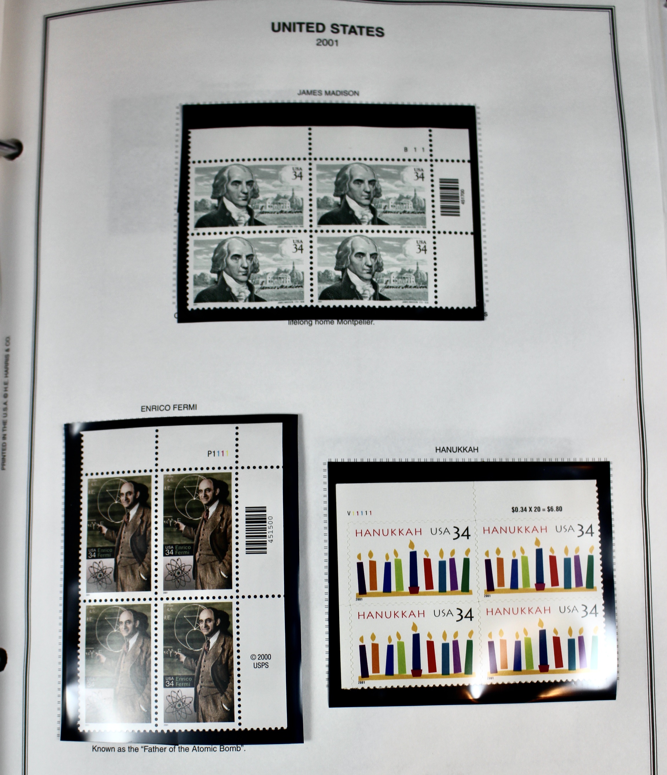 Mint Condition U.S. Postage Stamp Plate Blocks, 1999 to 2009