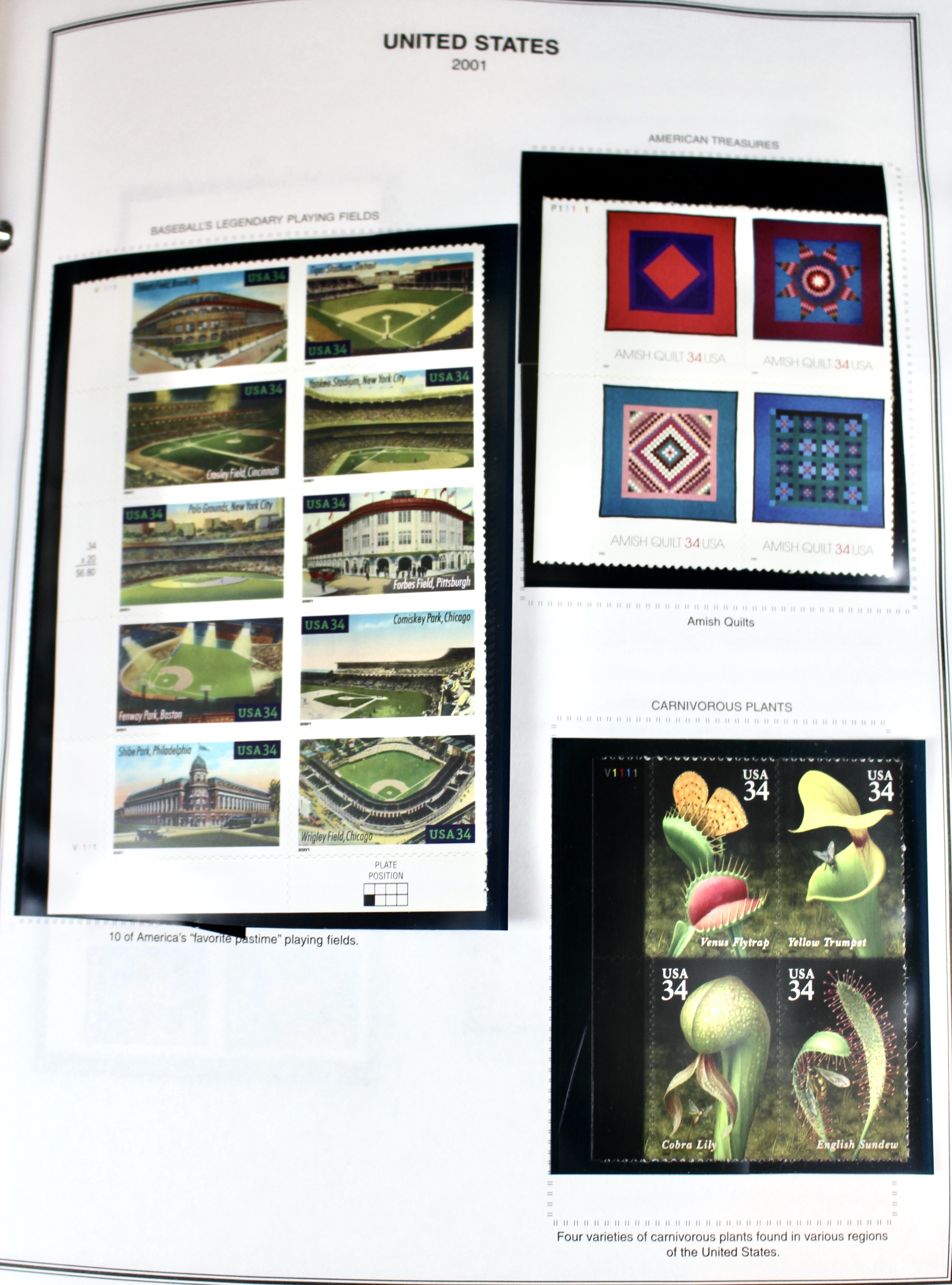 Mint Condition U.S. Postage Stamp Plate Blocks, 1999 to 2009