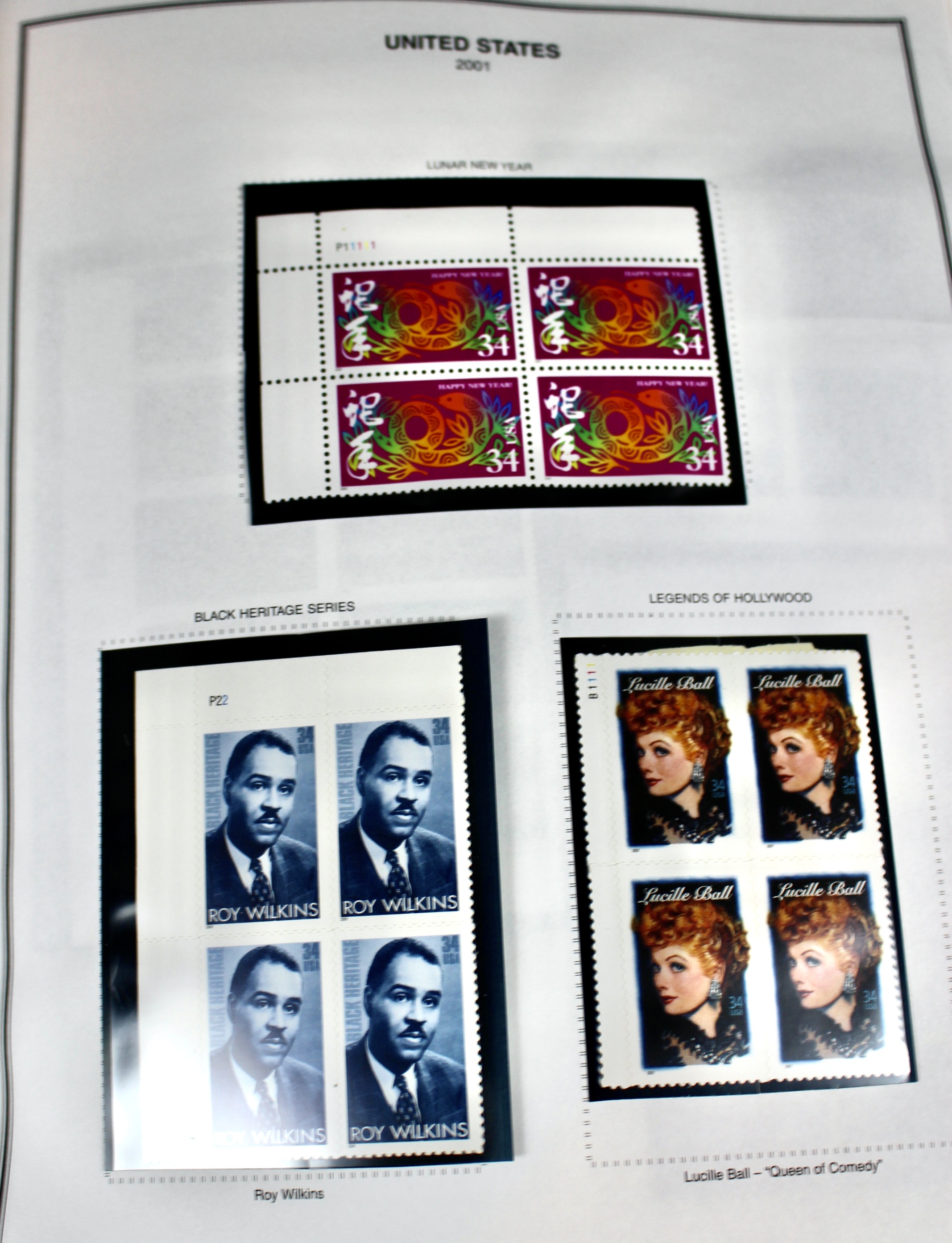 Mint Condition U.S. Postage Stamp Plate Blocks, 1999 to 2009