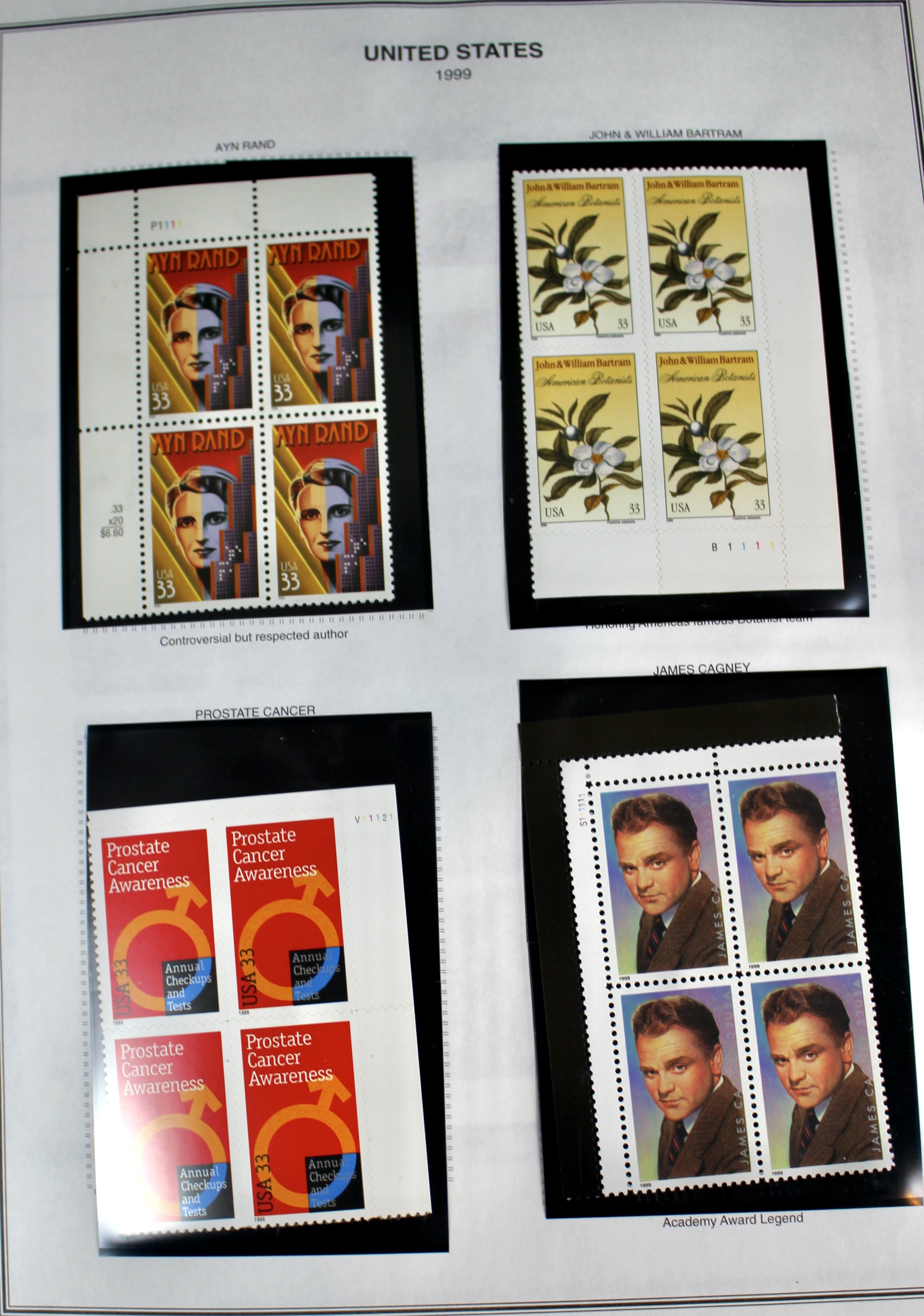 Mint Condition U.S. Postage Stamp Plate Blocks, 1999 to 2009