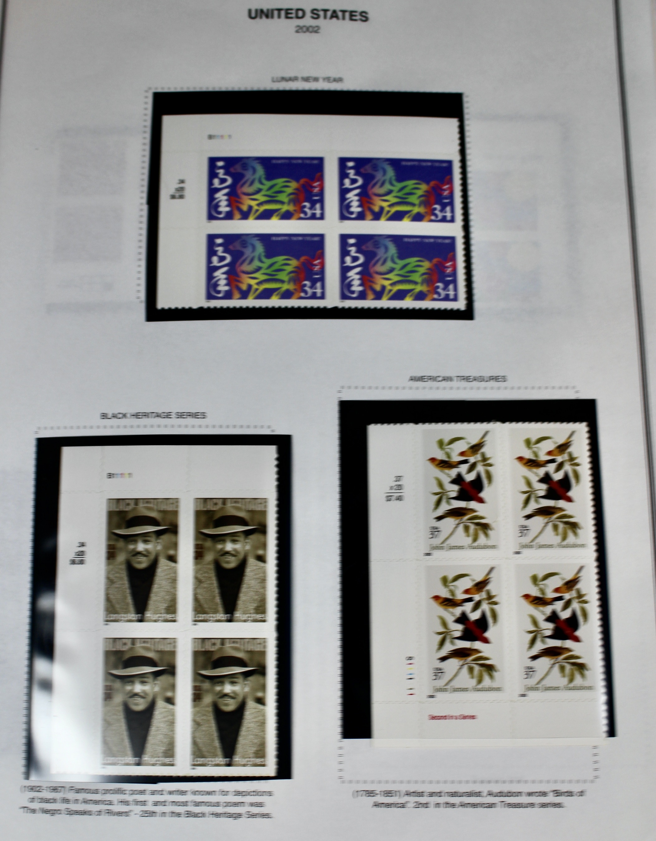 Mint Condition U.S. Postage Stamp Plate Blocks, 1999 to 2009