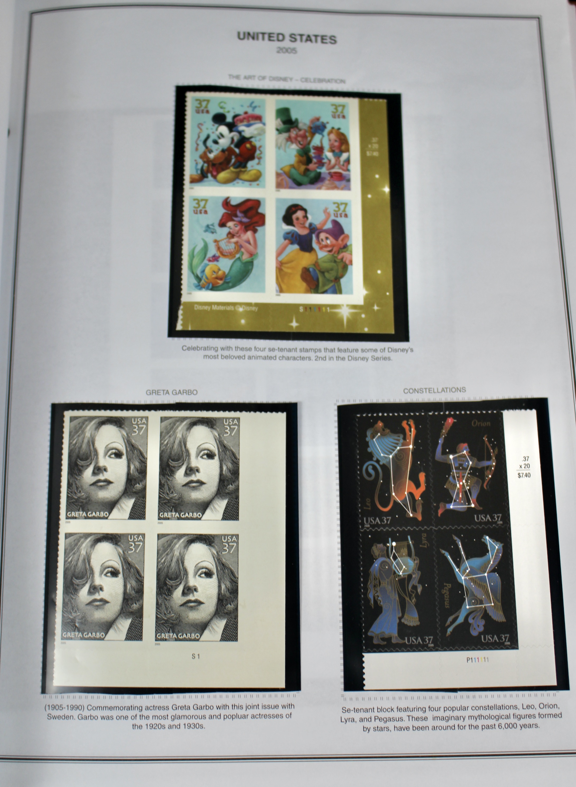 Mint Condition U.S. Postage Stamp Plate Blocks, 1999 to 2009