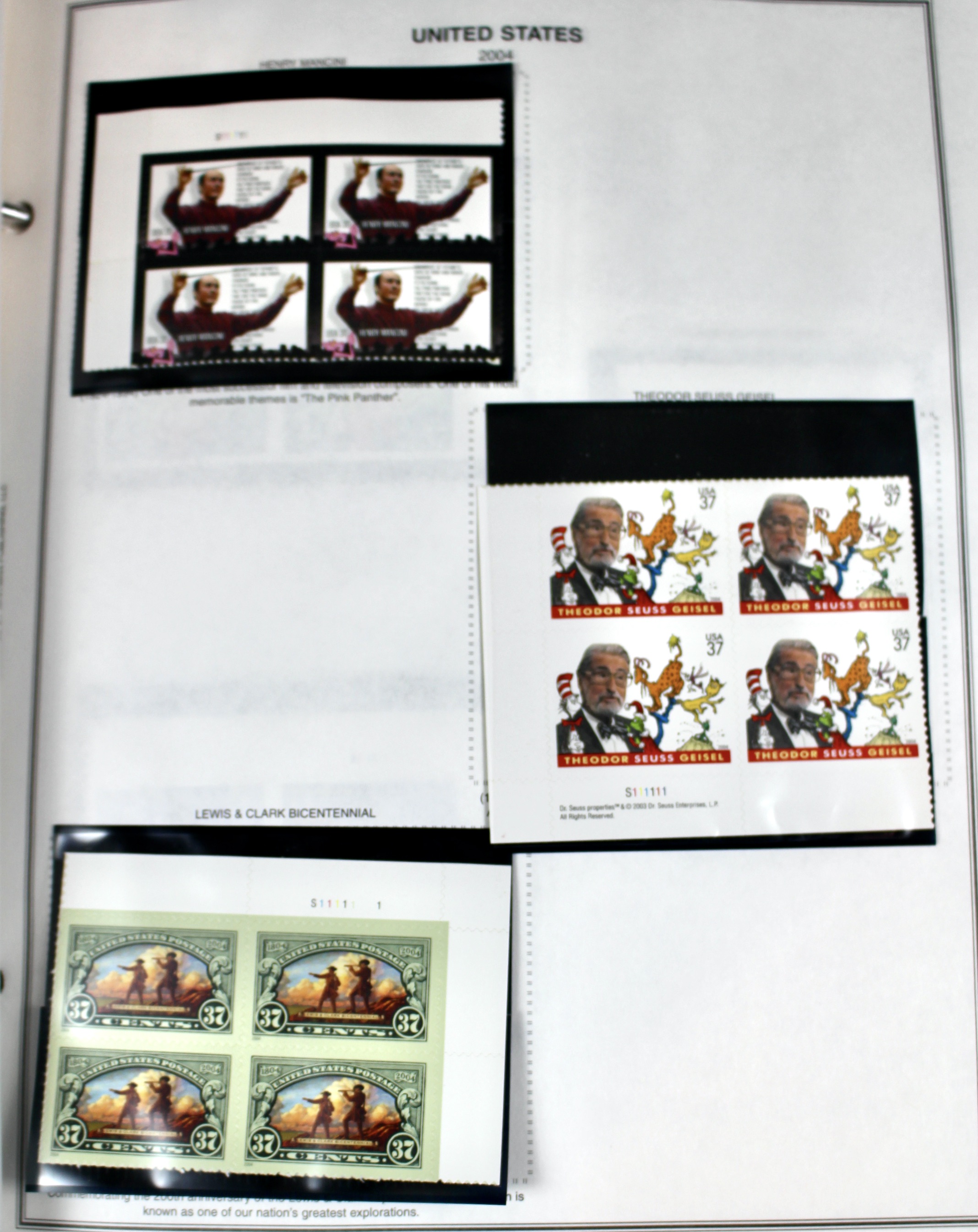 Mint Condition U.S. Postage Stamp Plate Blocks, 1999 to 2009