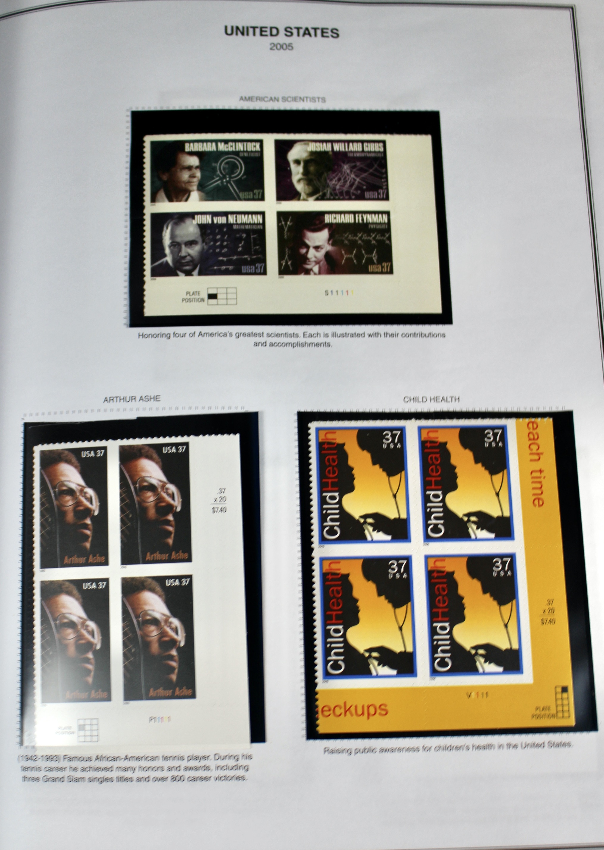 Mint Condition U.S. Postage Stamp Plate Blocks, 1999 to 2009