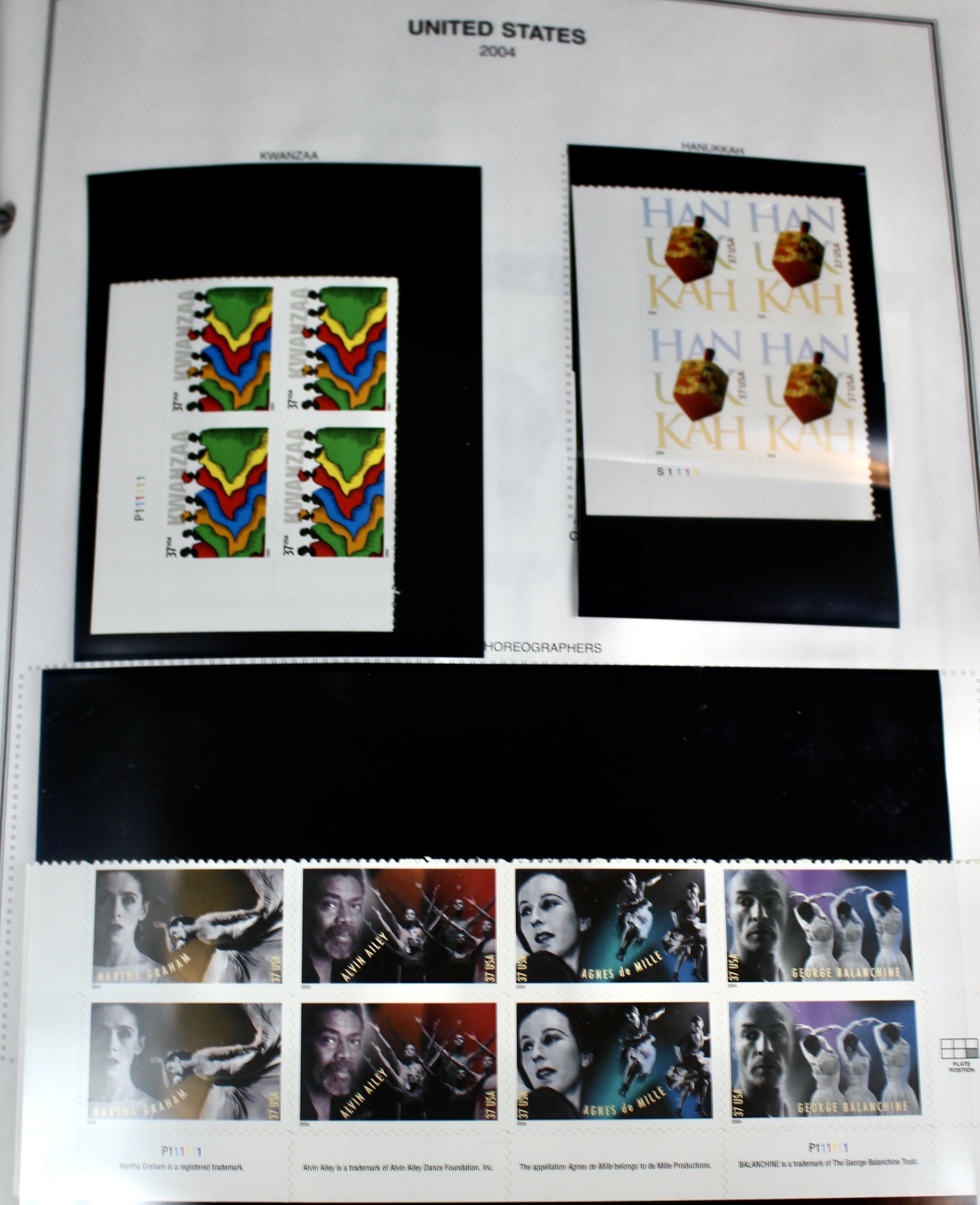 Mint Condition U.S. Postage Stamp Plate Blocks, 1999 to 2009