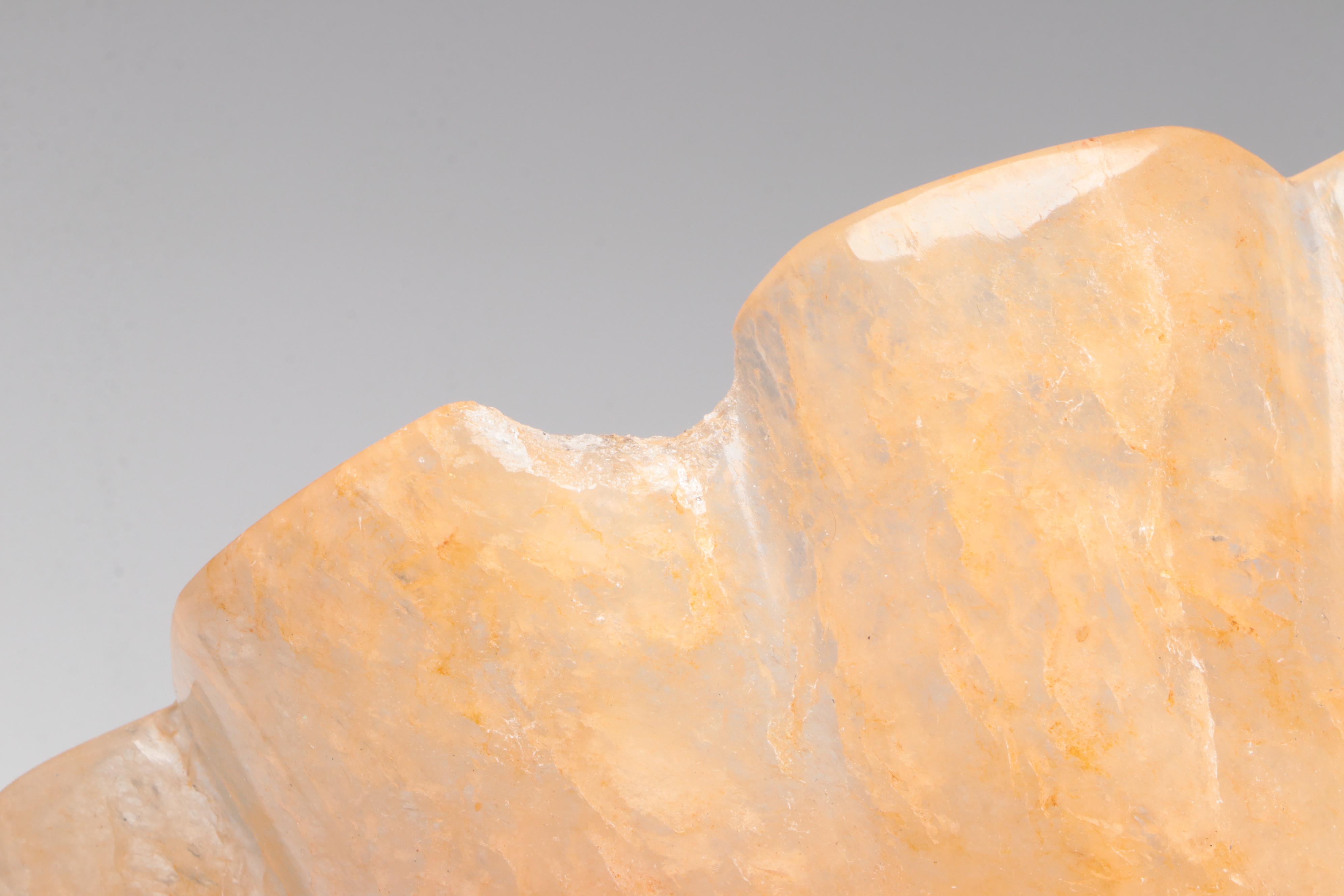 Carved Banded Calcite Vase and Amethyst Skull, Citrine Centerpiece Bowl