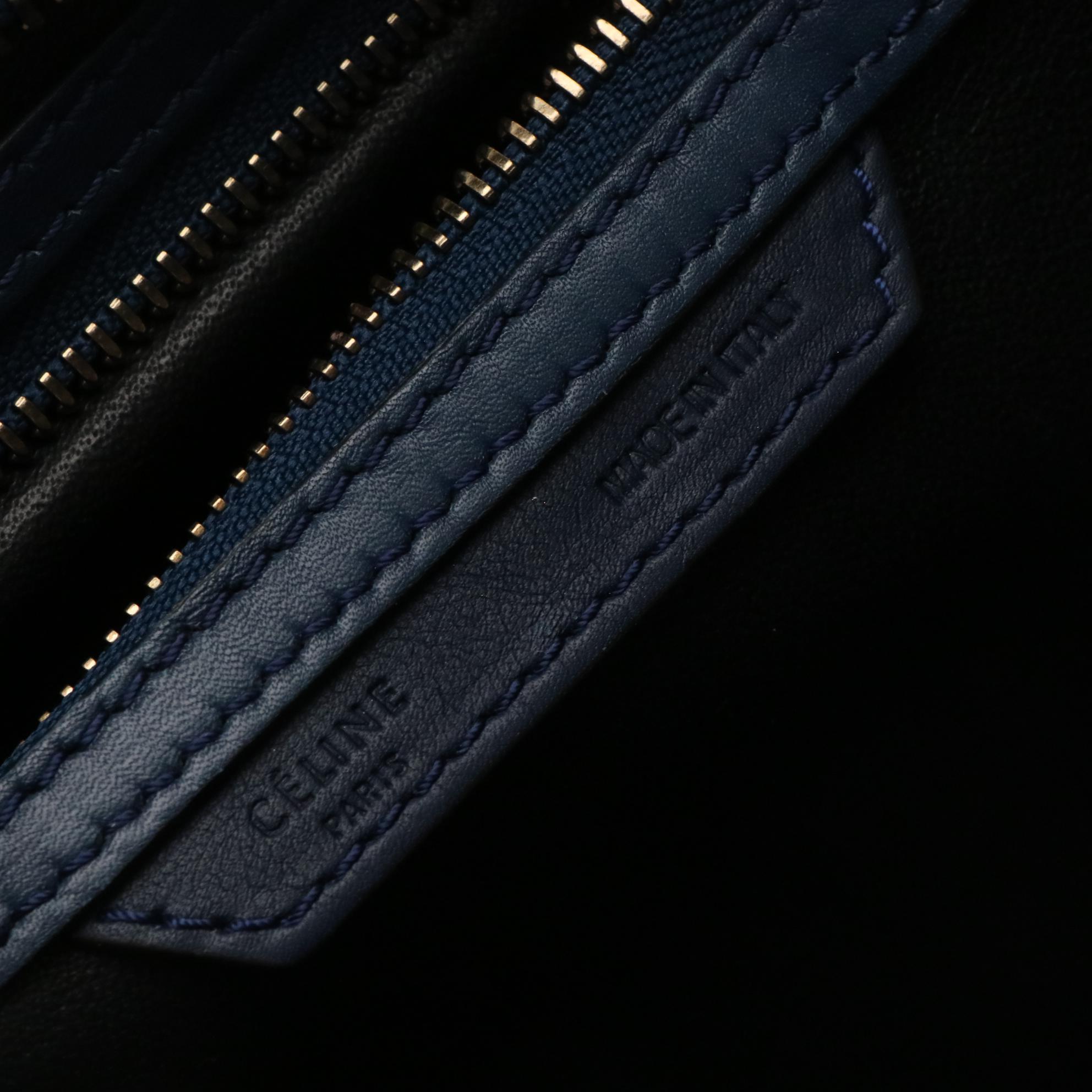 Céline Micro Luggage Tote in Dual Tone Calfskin Leather