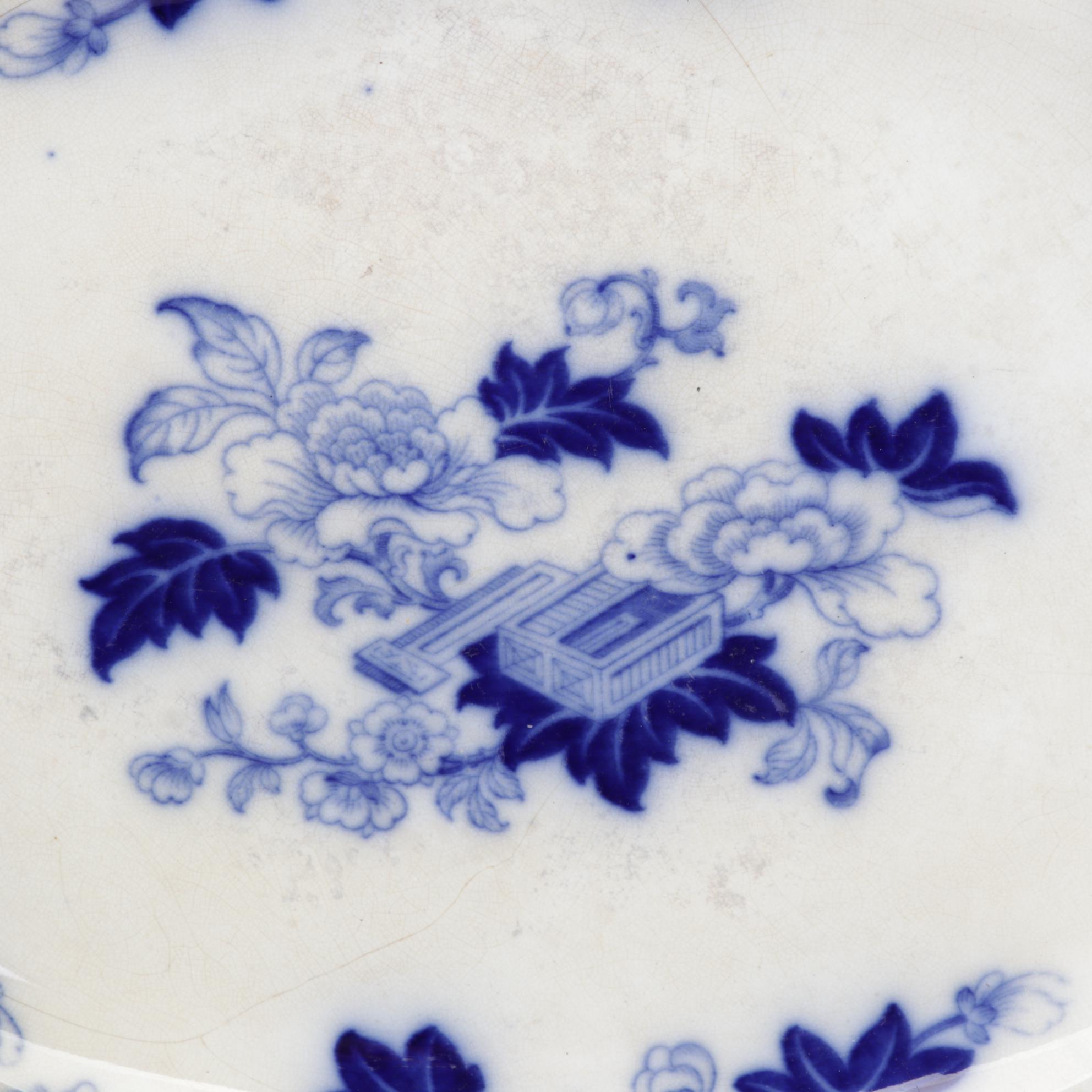 Cauldon, England "Candia" Flow Blue Ironstone Platter, Early 20th C.